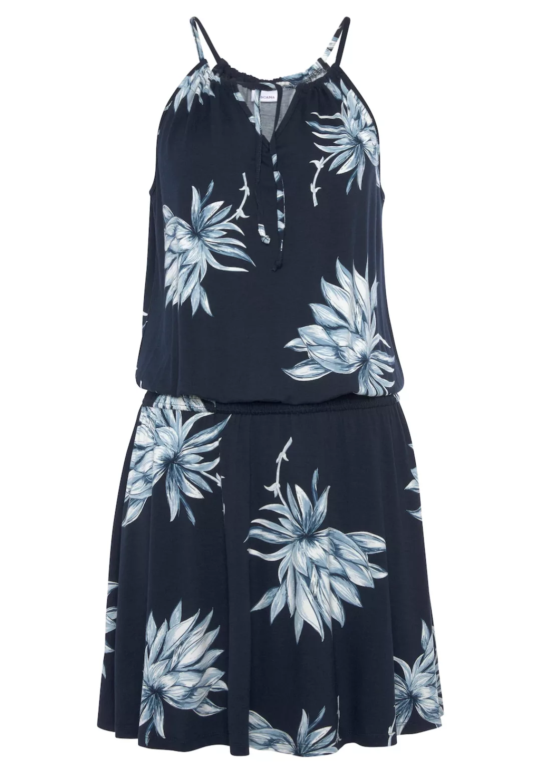 LASCANA Jerseykleid mit Blumendruck und Raffung in der Taille, Sommerkleid, günstig online kaufen