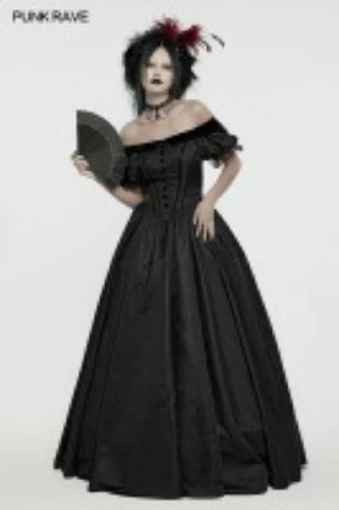 Schwarzes Kleid im viktorianischen Gothic-Stil günstig online kaufen