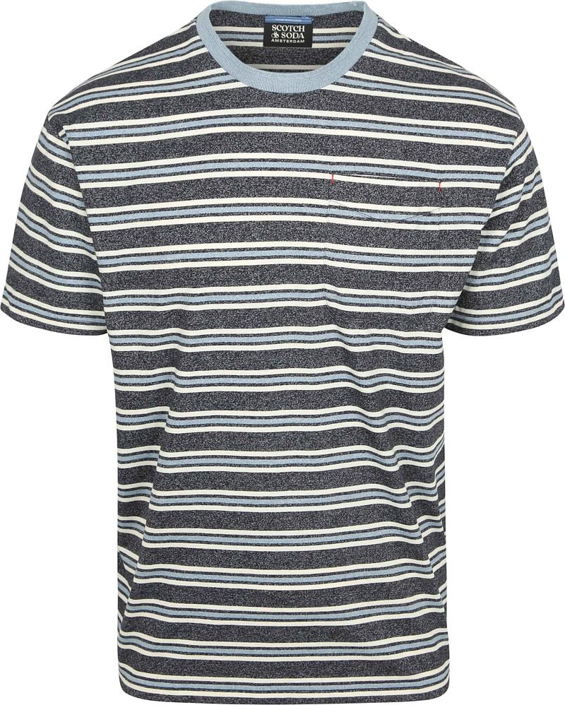 Scotch And Soda T-shirt Streifen Blau - Größe L günstig online kaufen