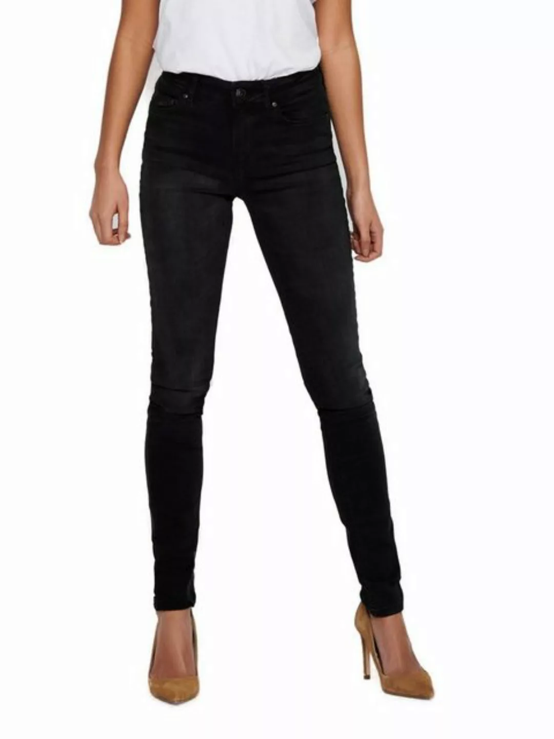 Only Damen Jeans ONLBLUSH MID SK REA1099 - Skinny Fit - Schwarz - Black Den günstig online kaufen