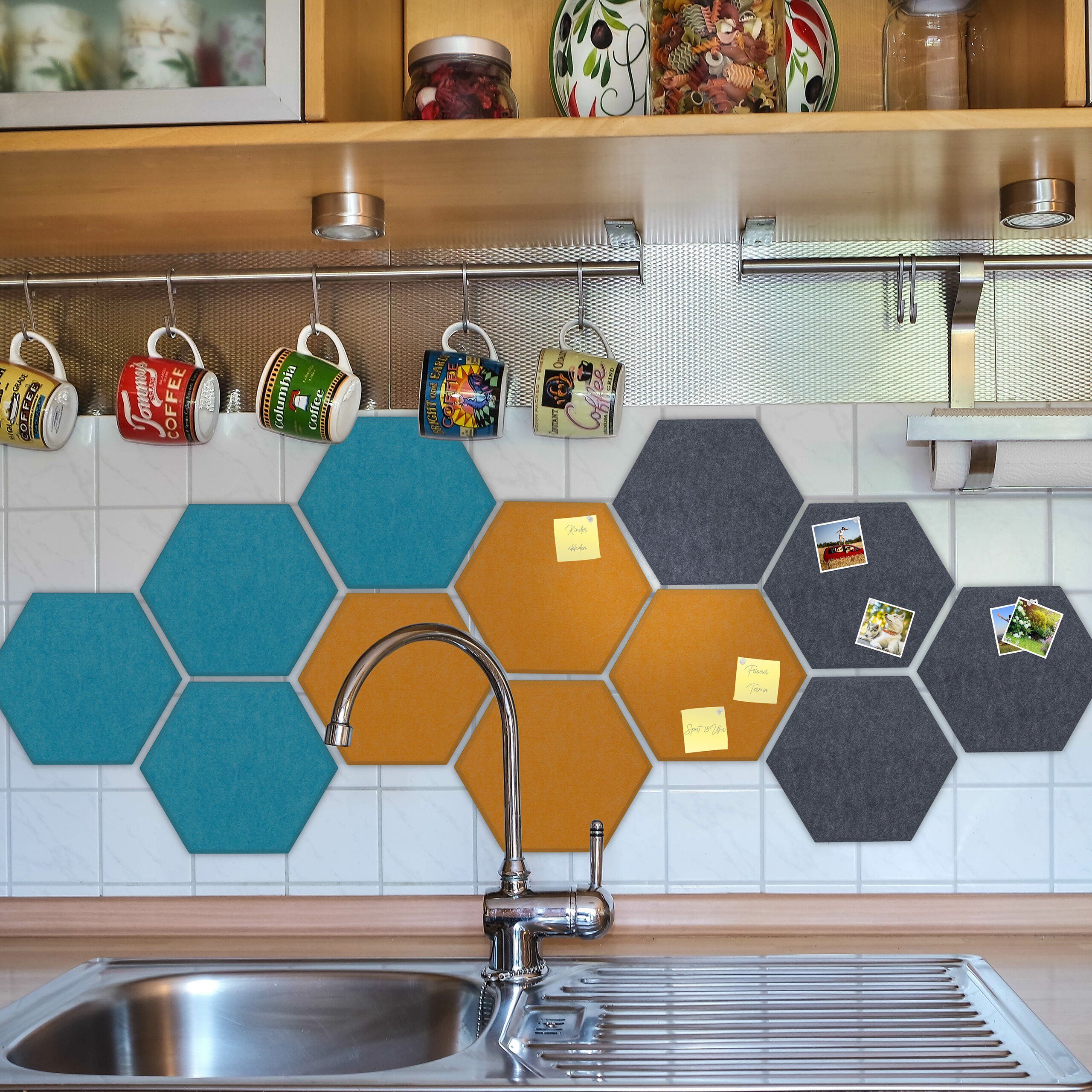 relaxdays Pinnwand Bunte Filzpinnwand Sechsecke 12er günstig online kaufen