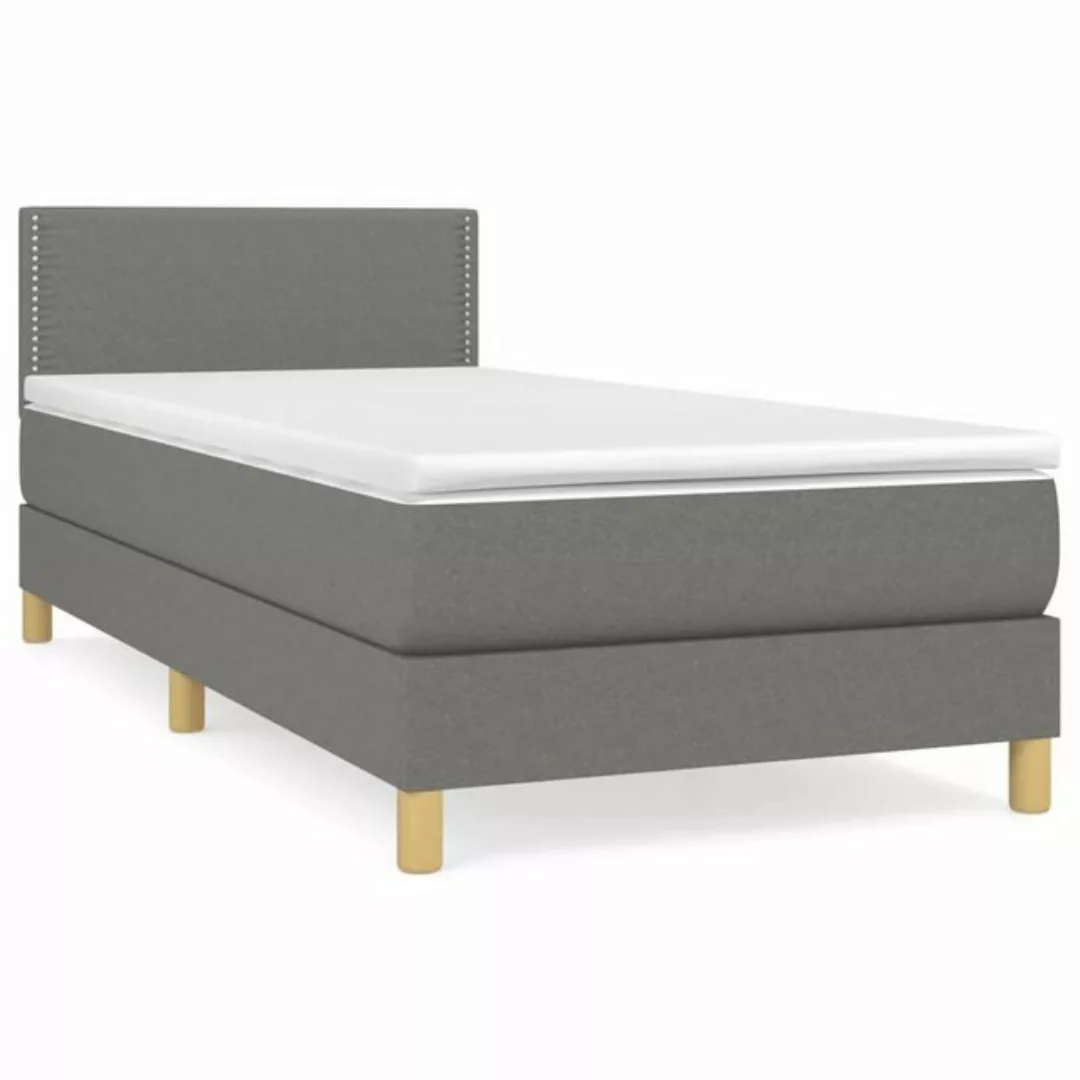 vidaXL Bettgestell Boxspringbett mit Matratze Dunkelgrau 100x200 cm Stoff B günstig online kaufen