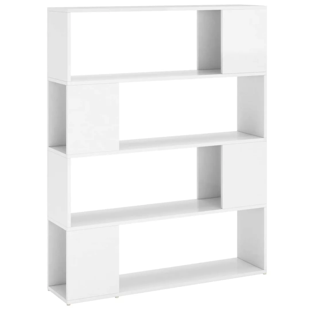 Bücherregal Raumteiler Hochglanz-weiß 100x24x124 Cm günstig online kaufen
