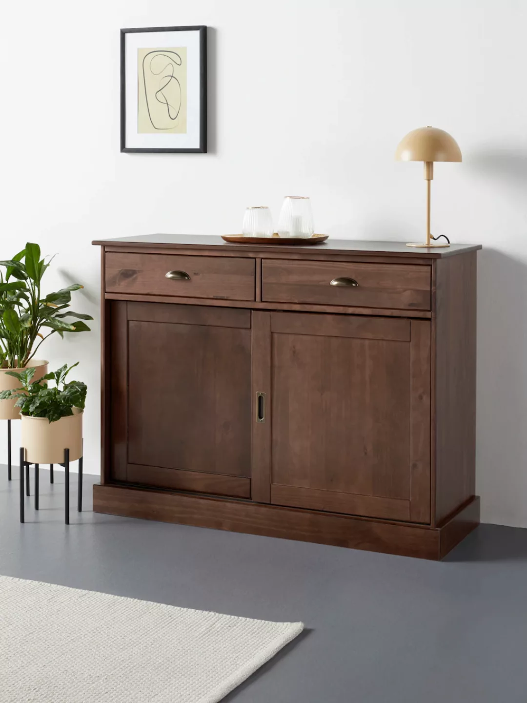 Home affaire Sideboard "Schröder", Kommode, 2 Schiebetüren, 2 Schubkasten, günstig online kaufen