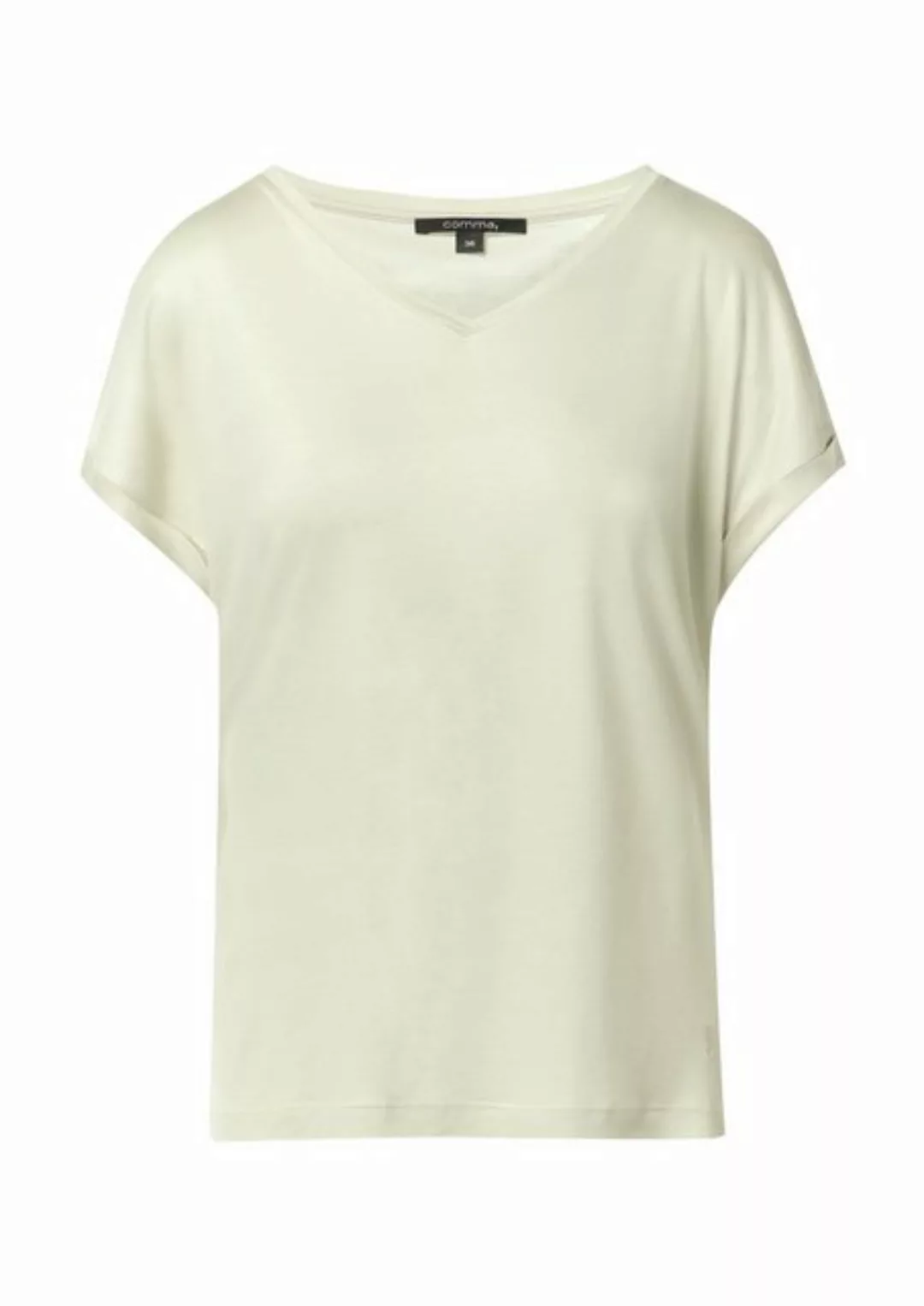 Comma Kurzarmshirt T-Shirt aus Viskose Logo günstig online kaufen