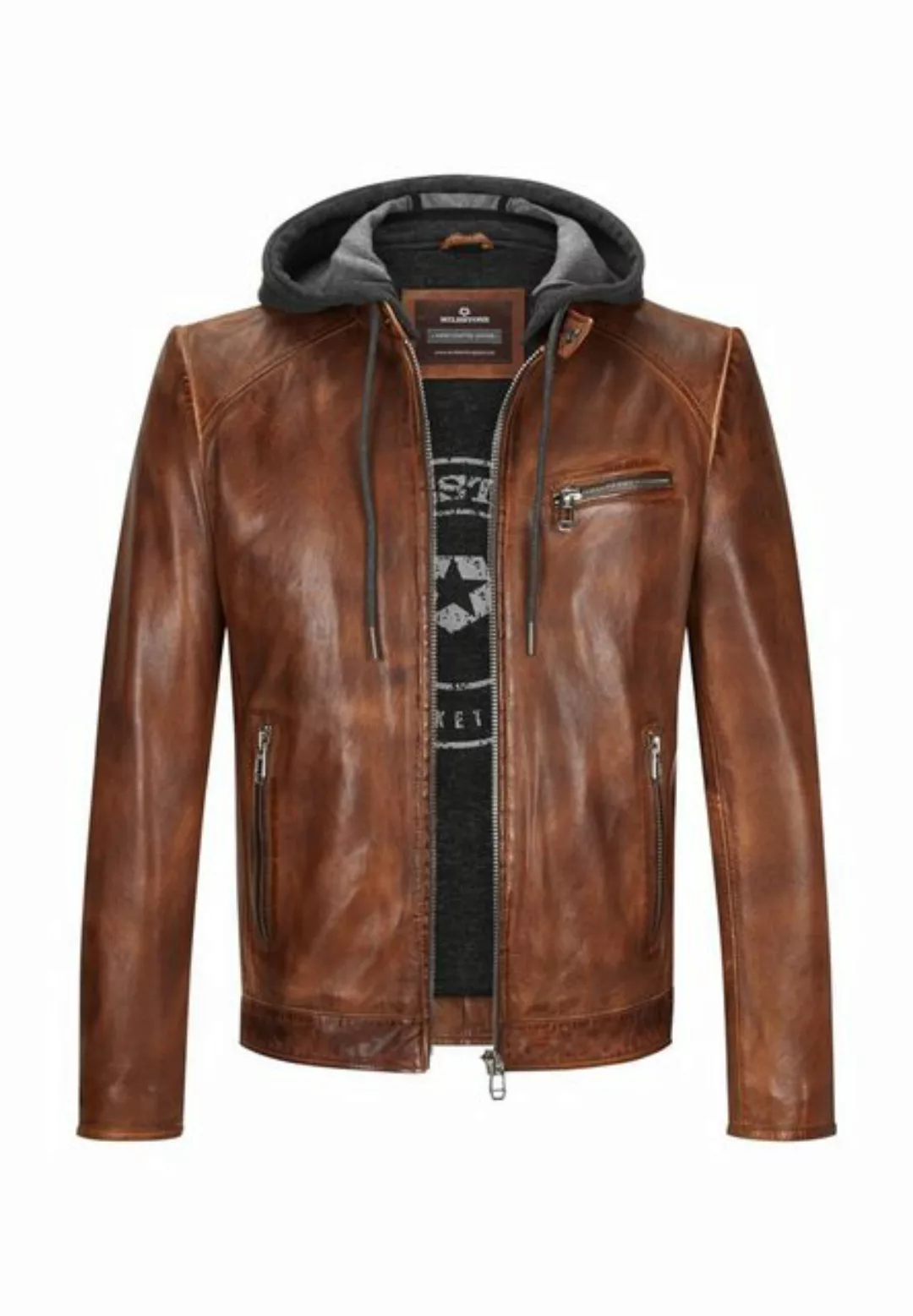 Milestone Lederjacke MSMorrison Herrenjacke aus Lammnappa Leder mit abnehmb günstig online kaufen