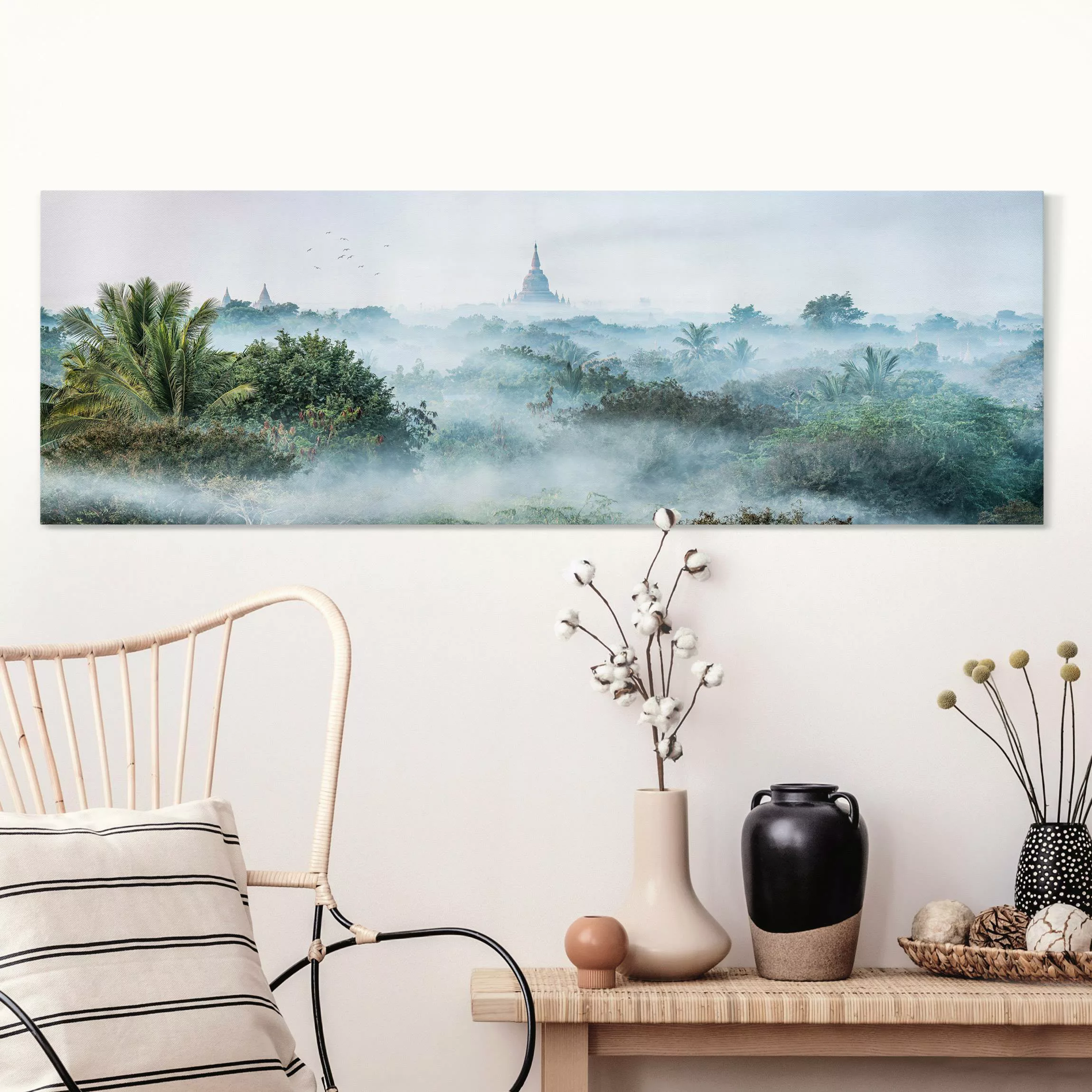 Leinwandbild Morgennebel über dem Dschungel von Bagan günstig online kaufen