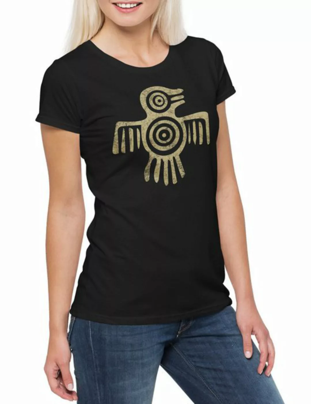 Urban Backwoods Print-Shirt Aztec Bird II Damen T-Shirt Native Indian Ameri günstig online kaufen