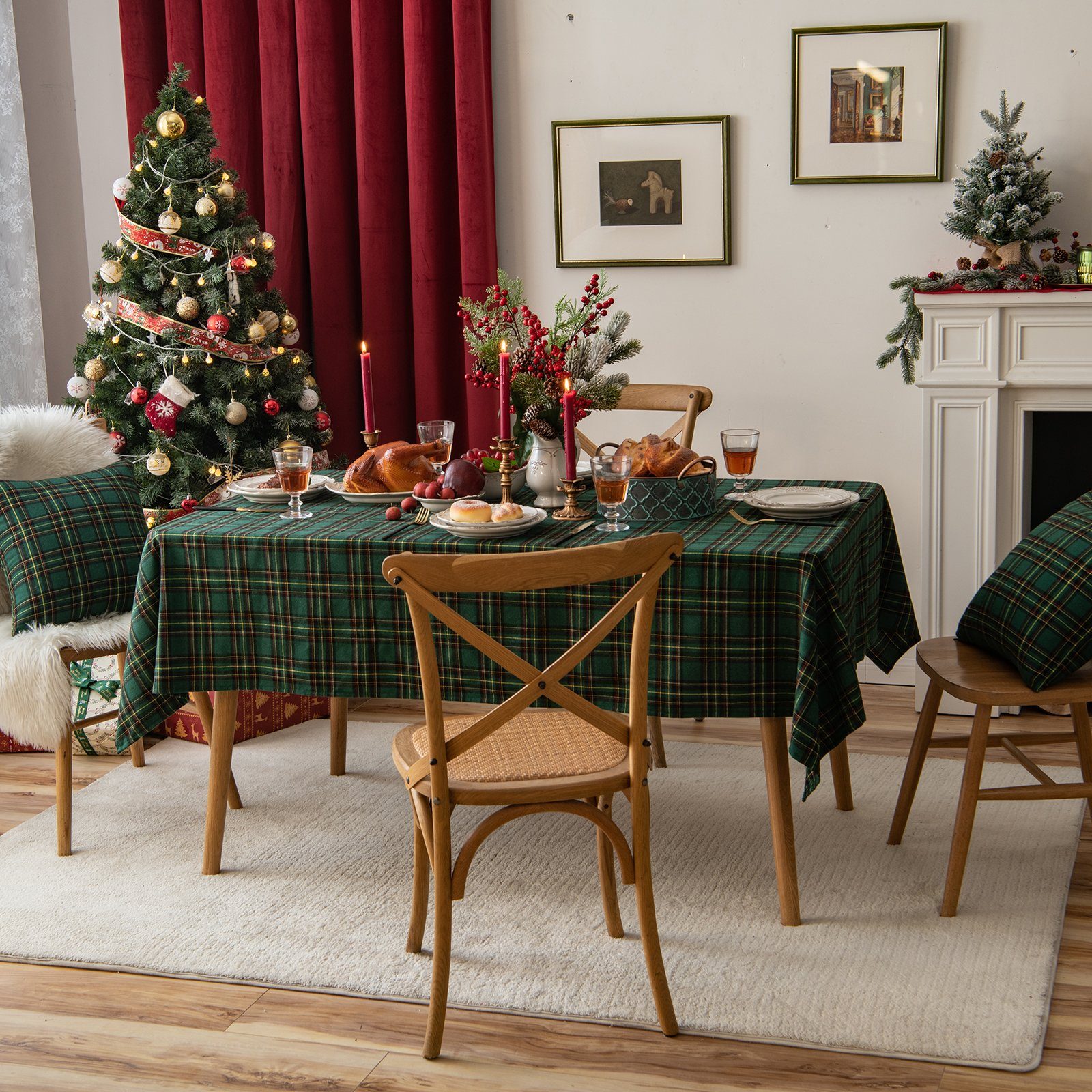 Rosnek Tischdecke Kariert, für Weihnachtsfeier Esszimmer günstig online kaufen