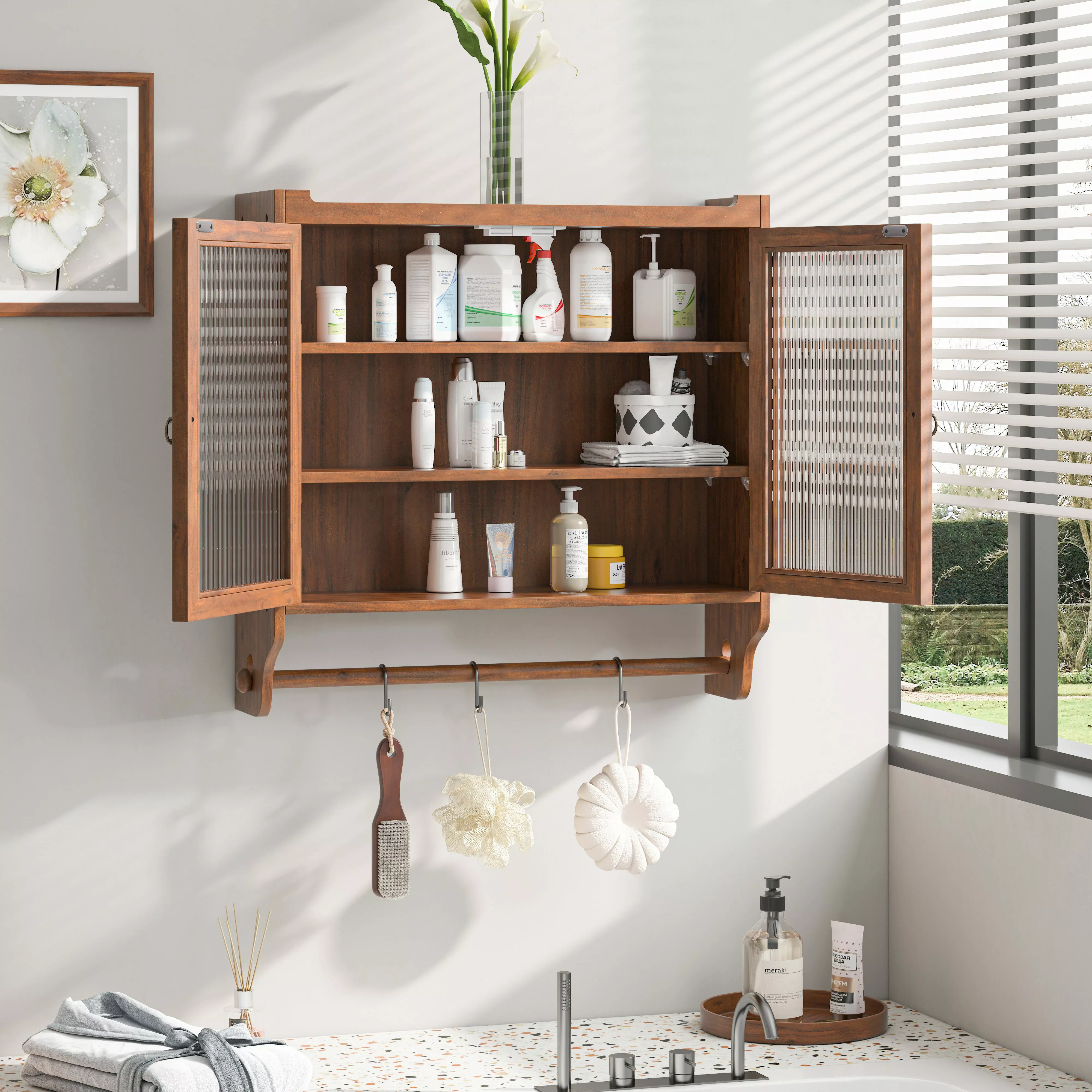 OKWISH Hängeschrank Wandhängeschrank,Glas-Wandregal (Vintage 63 cm günstig online kaufen
