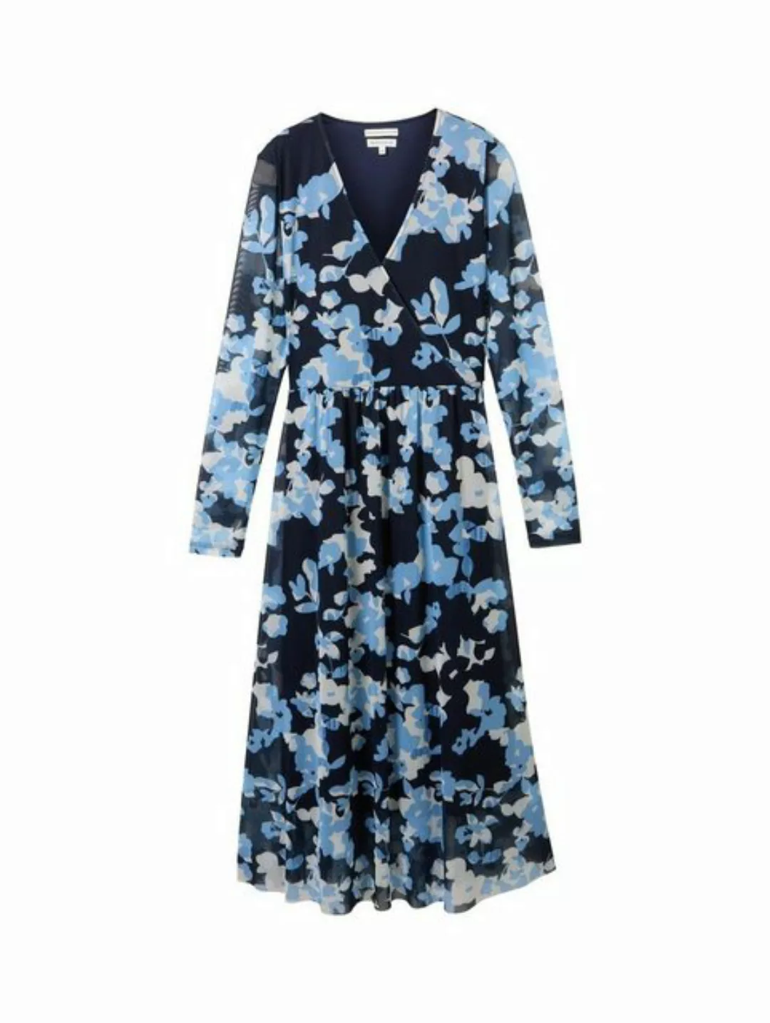 TOM TAILOR Sommerkleid wrapped mesh dress printed, blue cut floral design günstig online kaufen