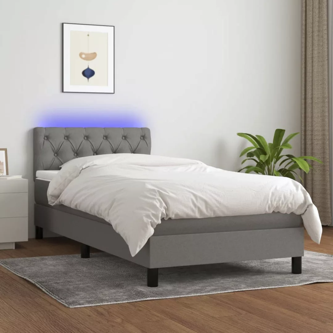 Vidaxl Boxspringbett Mit Matratze & Led Dunkelgrau 80x200 Cm Stoff günstig online kaufen