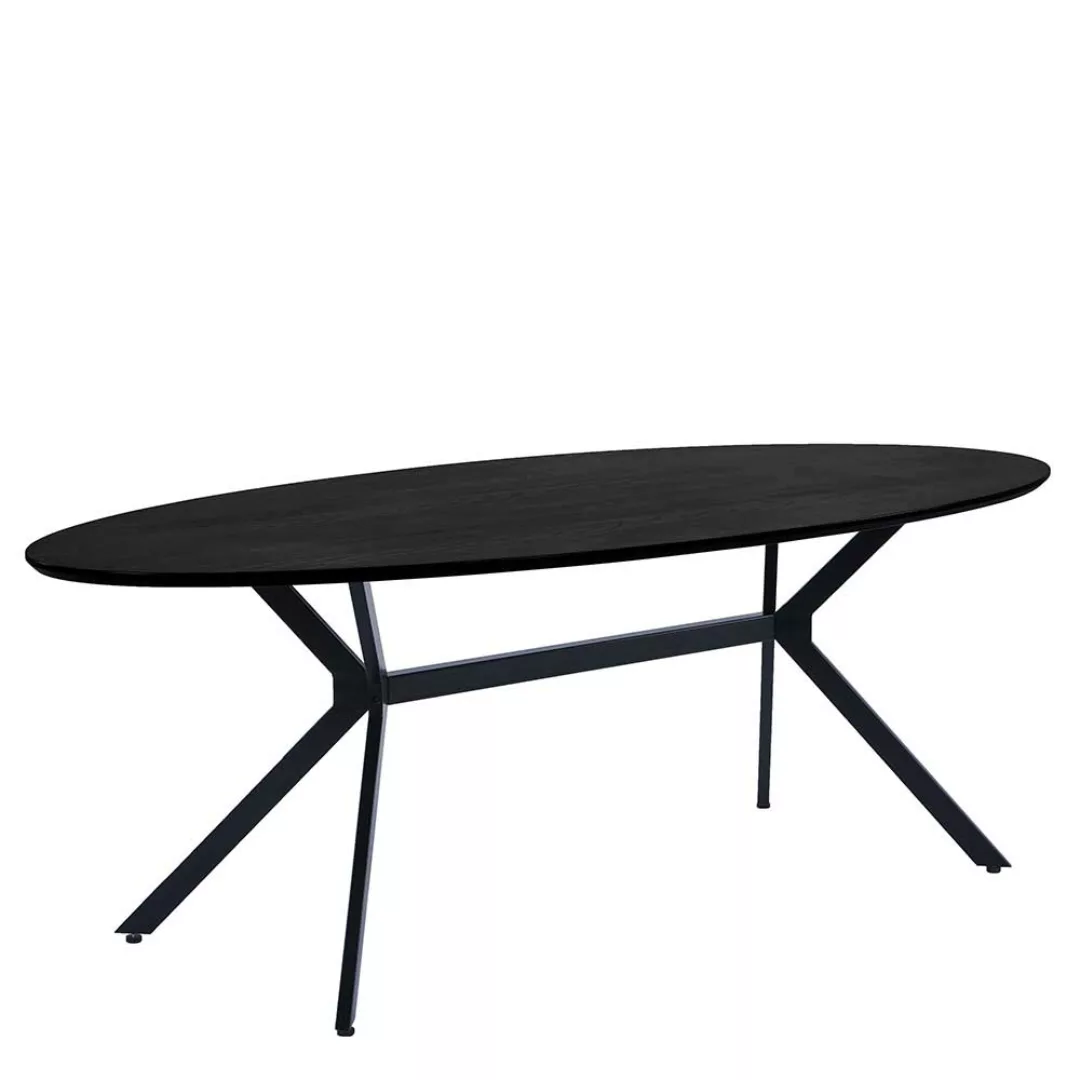Ovaler Esstisch schwarz in modernem Design Metallgestell günstig online kaufen