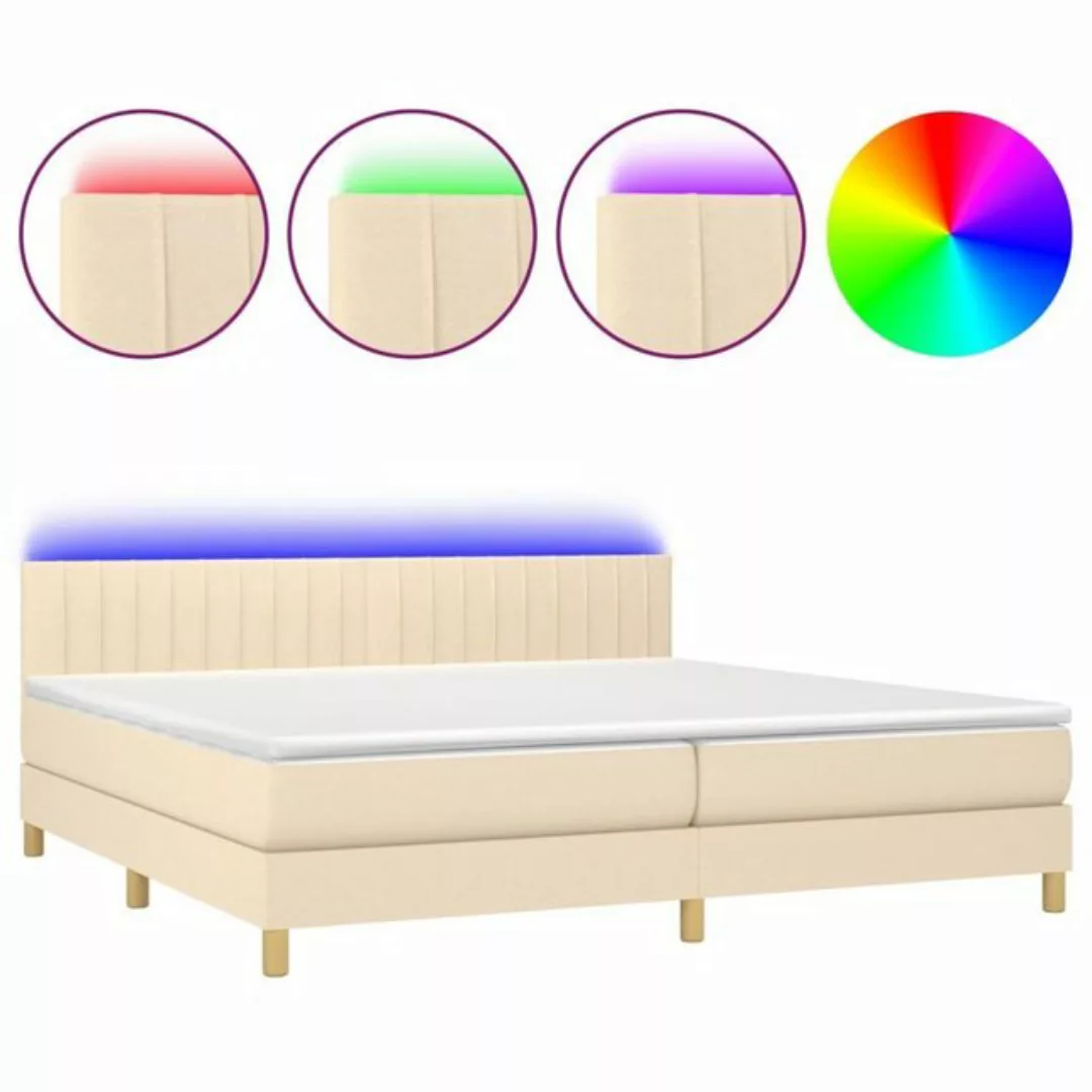 vidaXL Boxspringbett Boxspringbett mit Matratze LED Creme 200x200 cm Stoff günstig online kaufen