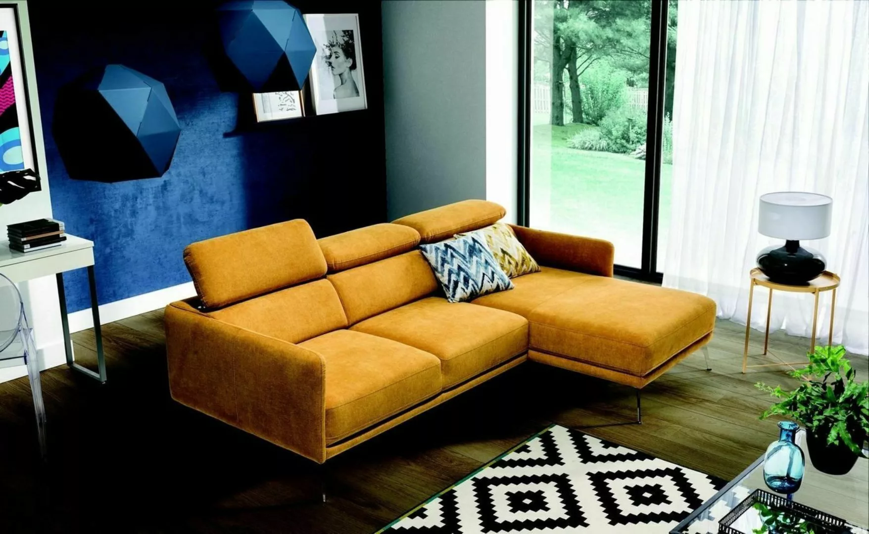 JVmoebel Ecksofa Designer Oranges Ecksofa Couch PolsterTextil Wohnzimmer Ec günstig online kaufen