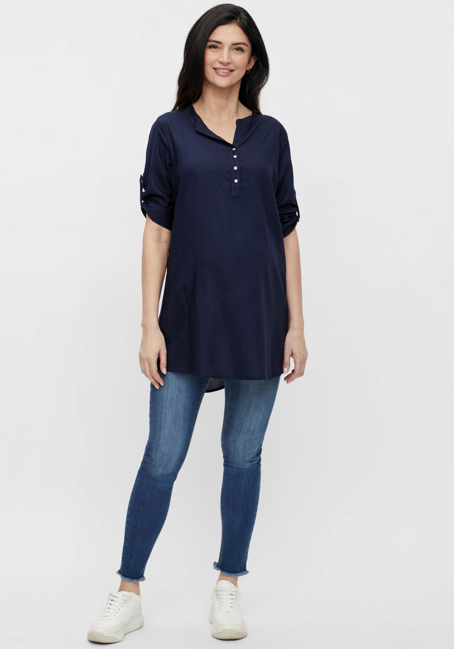 Mamalicious Blusenshirt Umstandstunika Shirt (1-tlg) 3113 in Navy günstig online kaufen