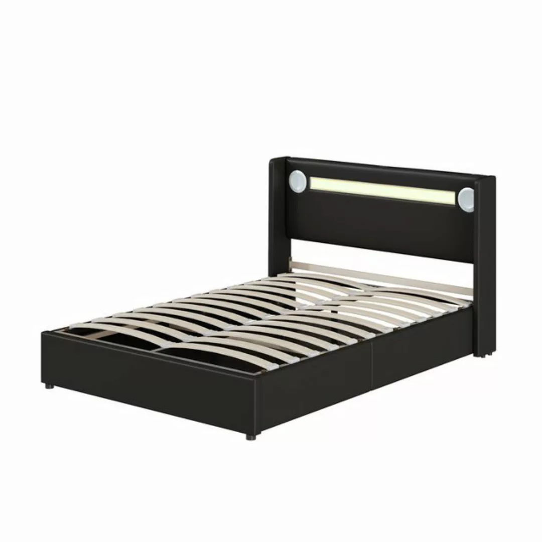 Rutaqian Boxspringbett Stauraumbett Polsterbett Bett mit LED, Aufbewahrungs günstig online kaufen