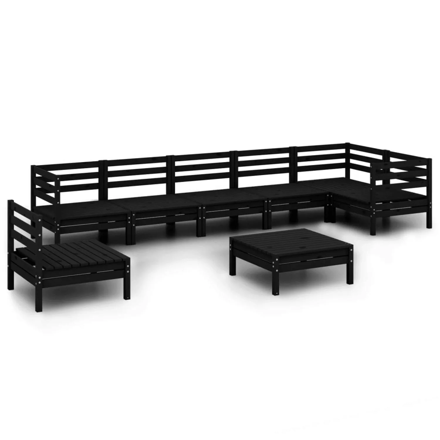 8-tlg. Garten-lounge-set Massivholz Kiefer Schwarz günstig online kaufen