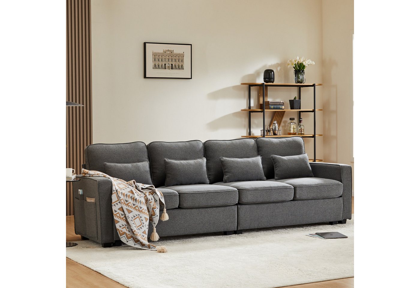 SeedWave Big-Sofa 4-Sitzer großes Sofa, 264cm breites Leinen-Polstersofa, R günstig online kaufen