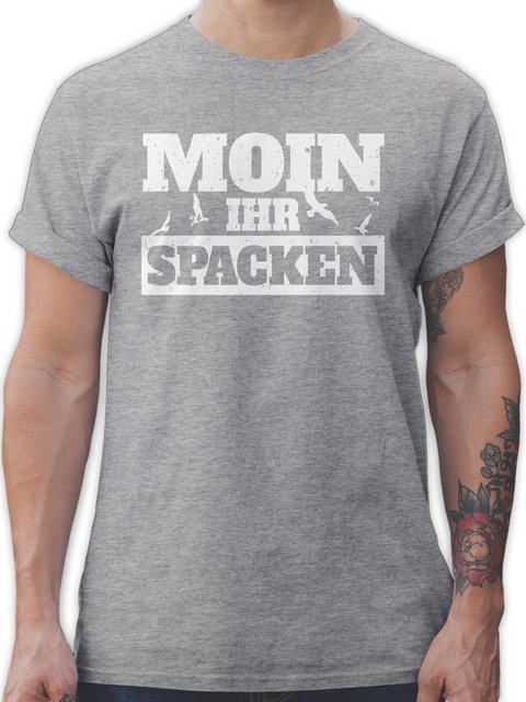 Shirtracer T-Shirt Moin ihr Spacken - weiß Sprüche Statement günstig online kaufen