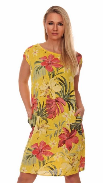 Charis Moda A-Linien-Kleid Leinenkleid Exoticgarten Sommerkleid günstig online kaufen