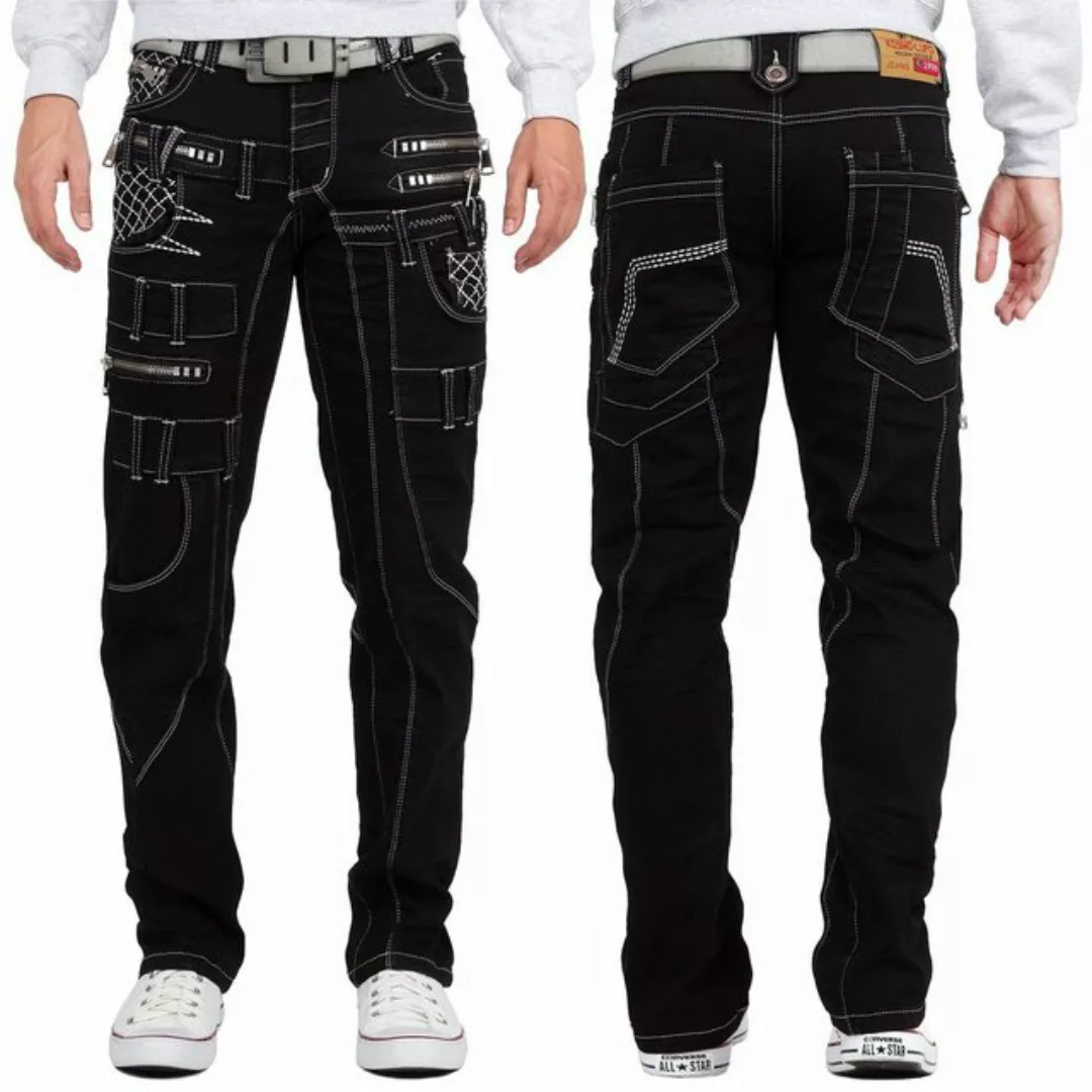 Kosmo Lupo 5-Pocket-Jeans Auffällige Herren Hose BA-KM009-1 Schwarz W33/L32 günstig online kaufen