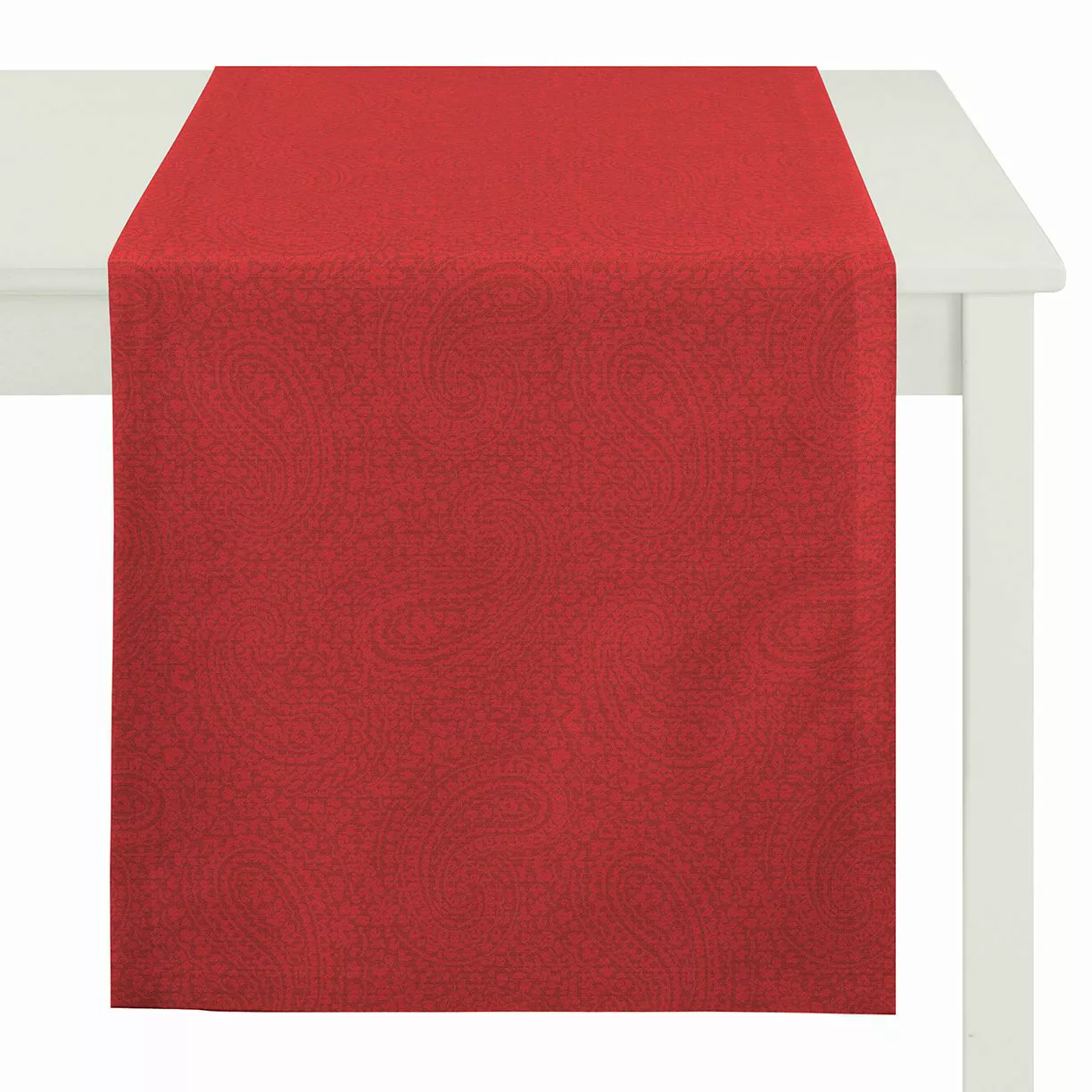 home24 Apelt Tischläufer Uni Paisley Rot Webstoff Modern 48x140 cm (BxT) günstig online kaufen