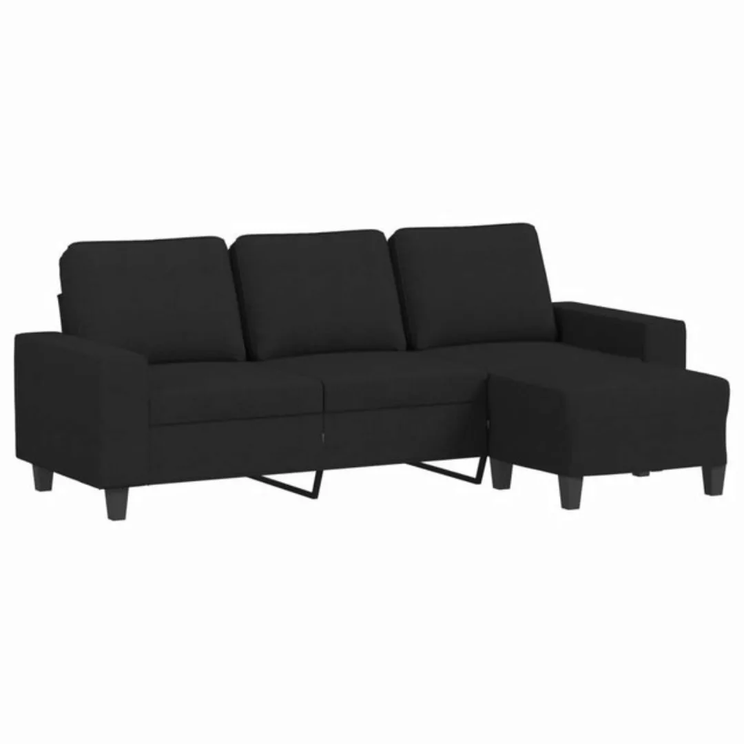 vidaXL Sofa 3-Sitzer-Sofa mit Hocker Schwarz 180 cm Stoff günstig online kaufen