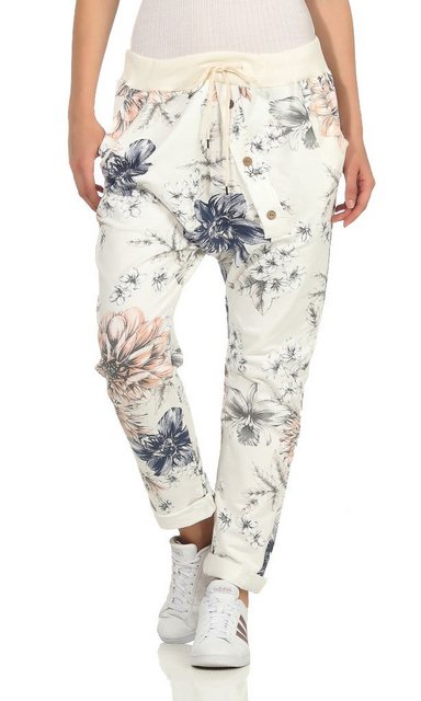 Mississhop Boyfriend-Hose Bequeme Damen-Jogpants mit floralem Muster günstig online kaufen