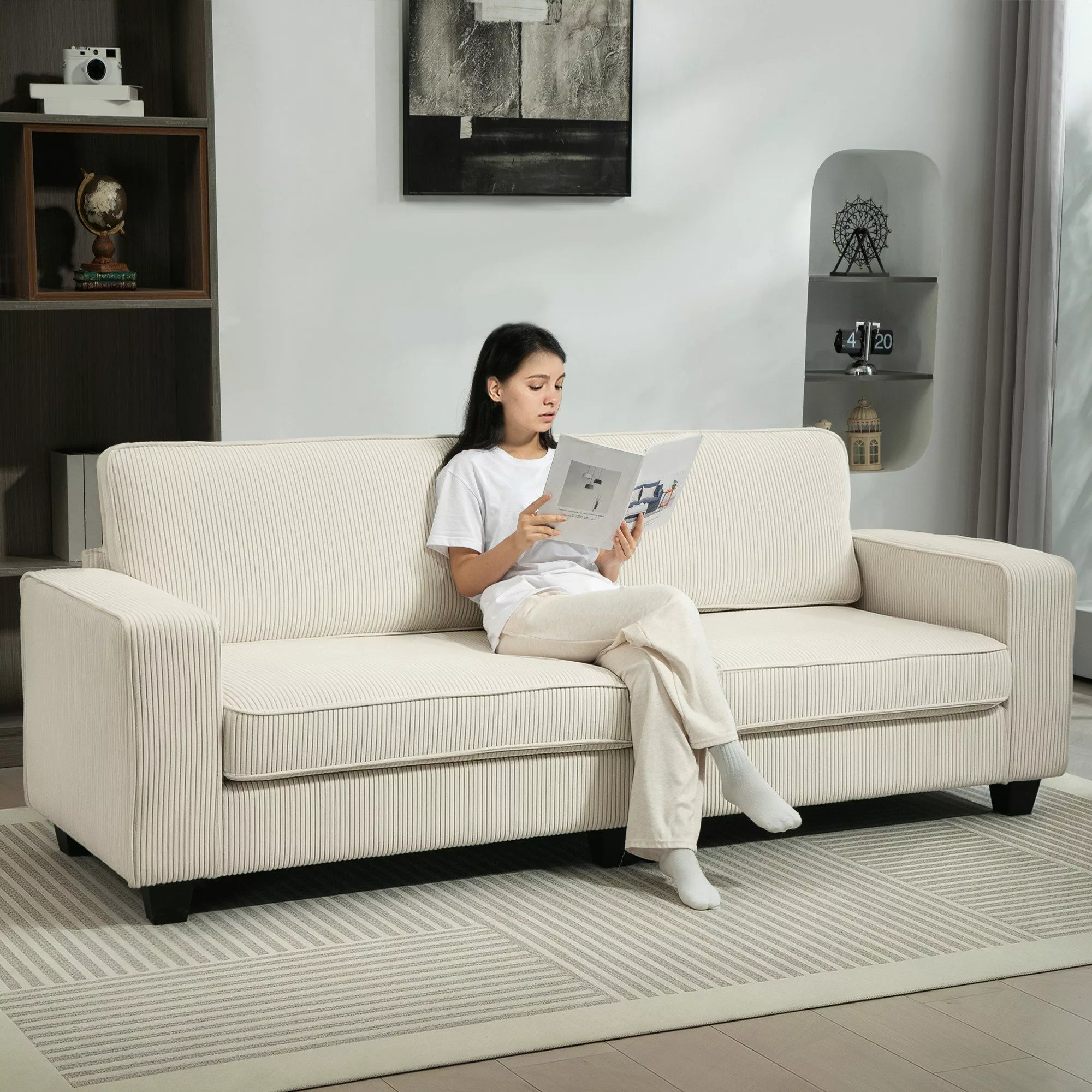 HOMCOM 3-Sitzer Couch mit Armlehnen, Rückenkissen, günstig online kaufen