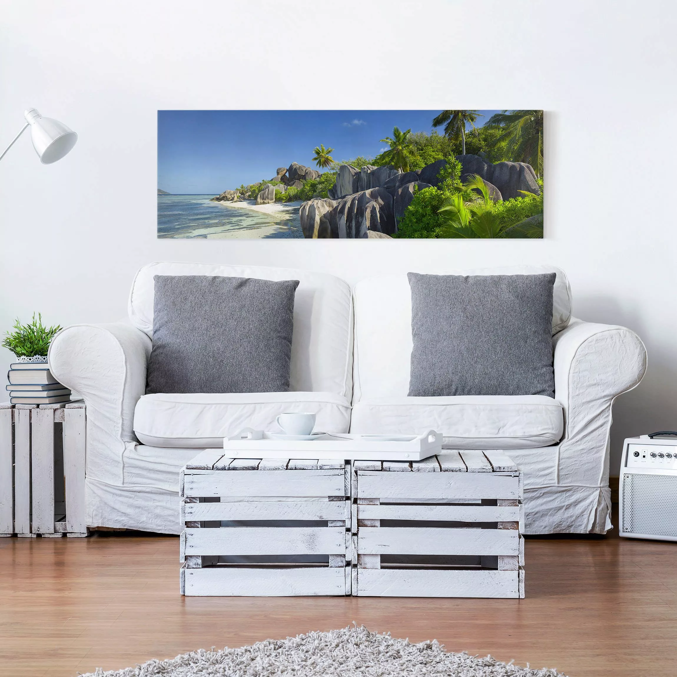 Leinwandbild Natur & Landschaft - Panorama Traumstrand Seychellen günstig online kaufen