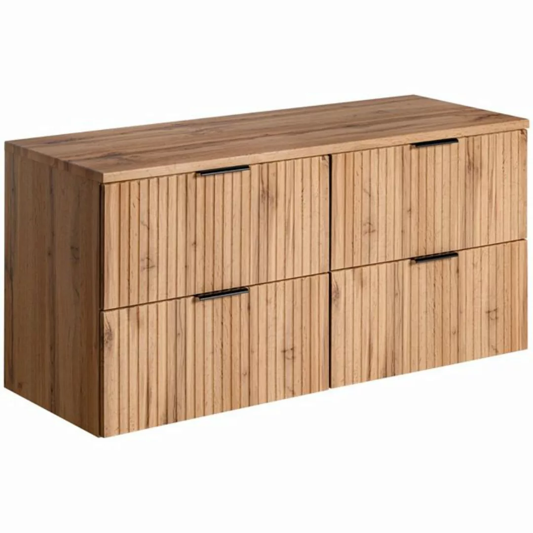 Waschtischunterschrank 120cm ADELAIDE-56 Wotaneiche mit gerillter Front, B/ günstig online kaufen