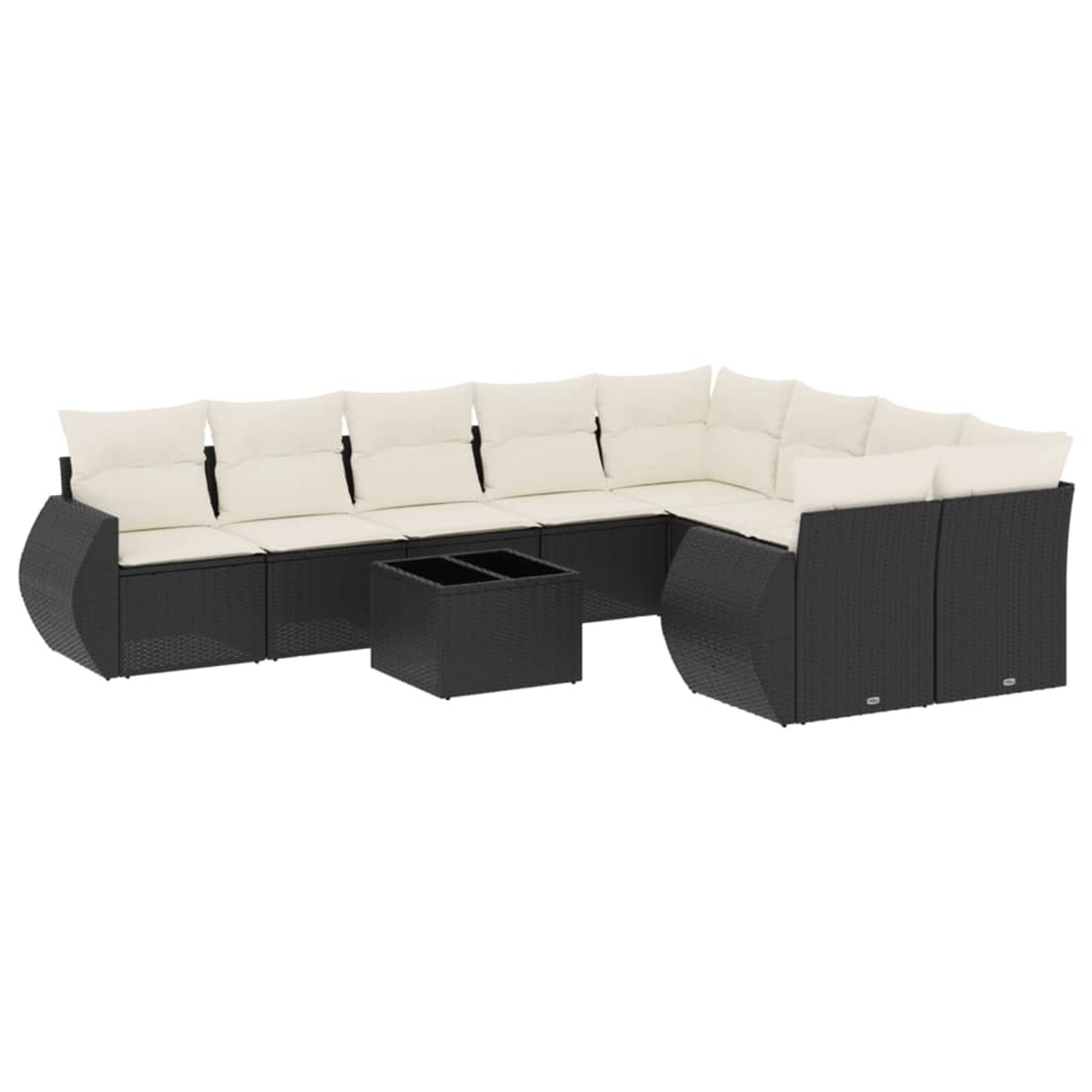 vidaXL 10-Tlg Garten-Sofagarnitur mit Kissen Schwarz Poly Rattan 3254183 günstig online kaufen