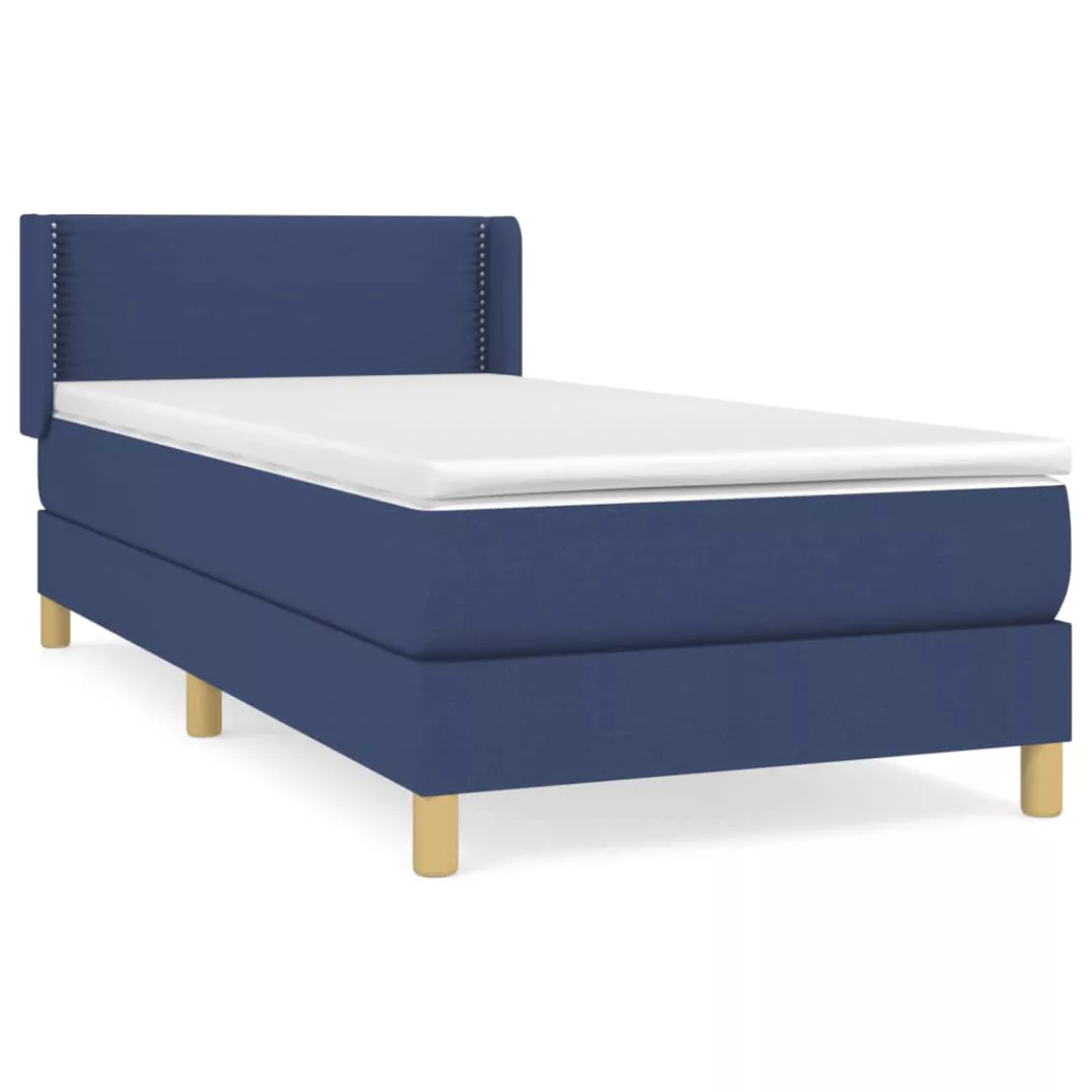 Vidaxl Boxspringbett Mit Matratze Blau 90x200 Cm Stoff günstig online kaufen