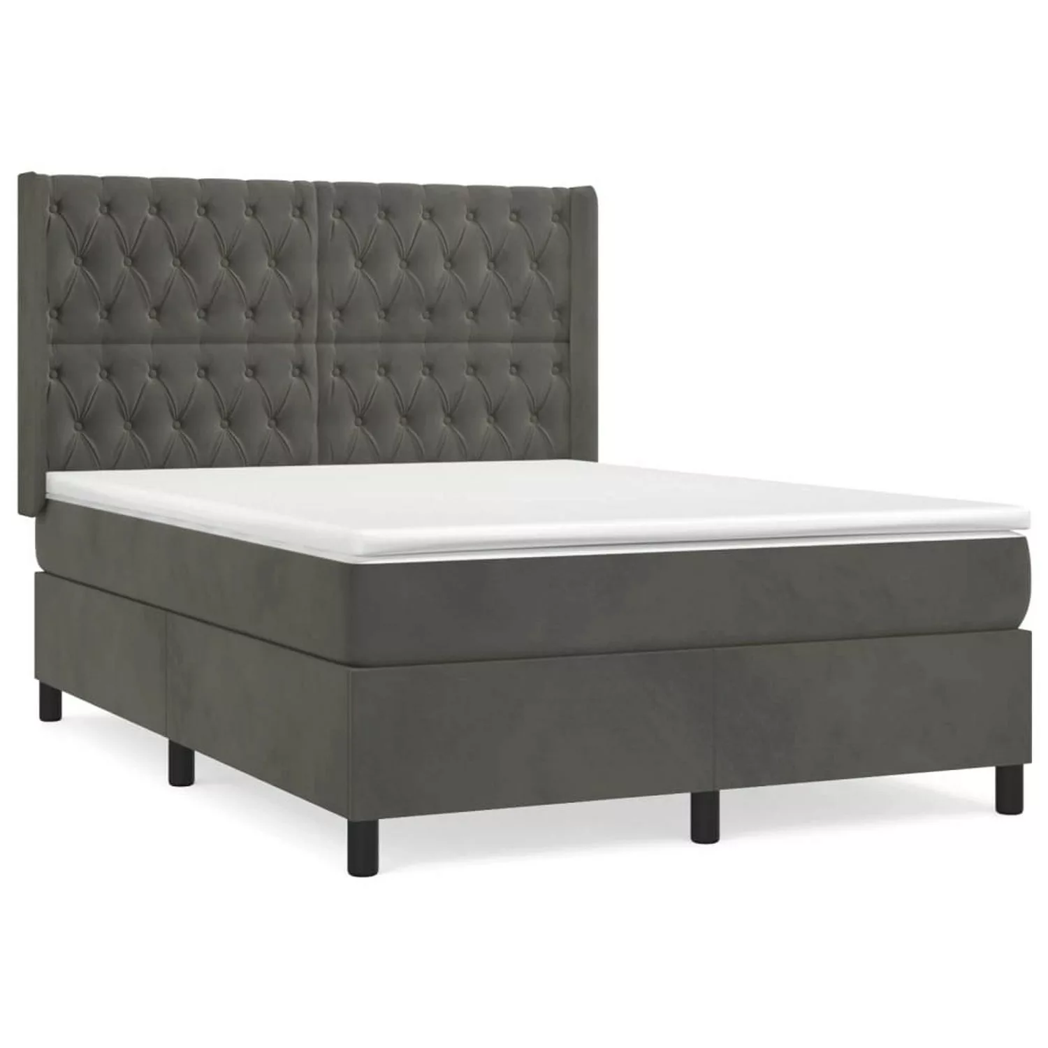 Vidaxl Boxspringbett Mit Matratze Dunkelgrau 140x200 Cm Samt günstig online kaufen