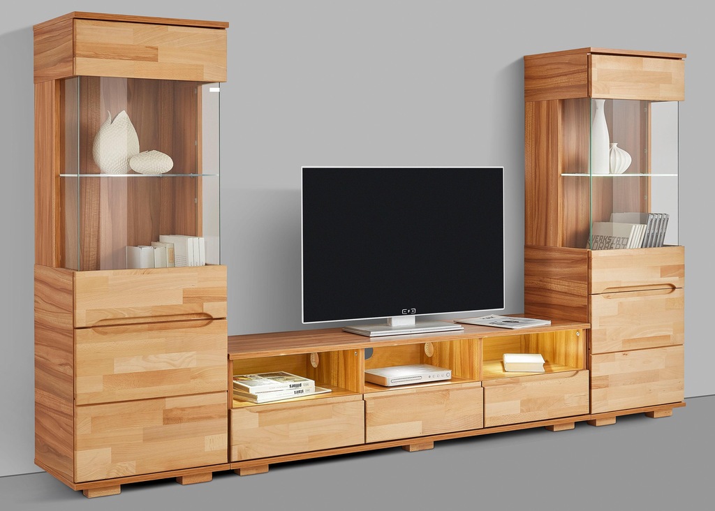 Woltra Wohnwand "Vetro", (Set, 3 St.), teilmassives Holz günstig online kaufen
