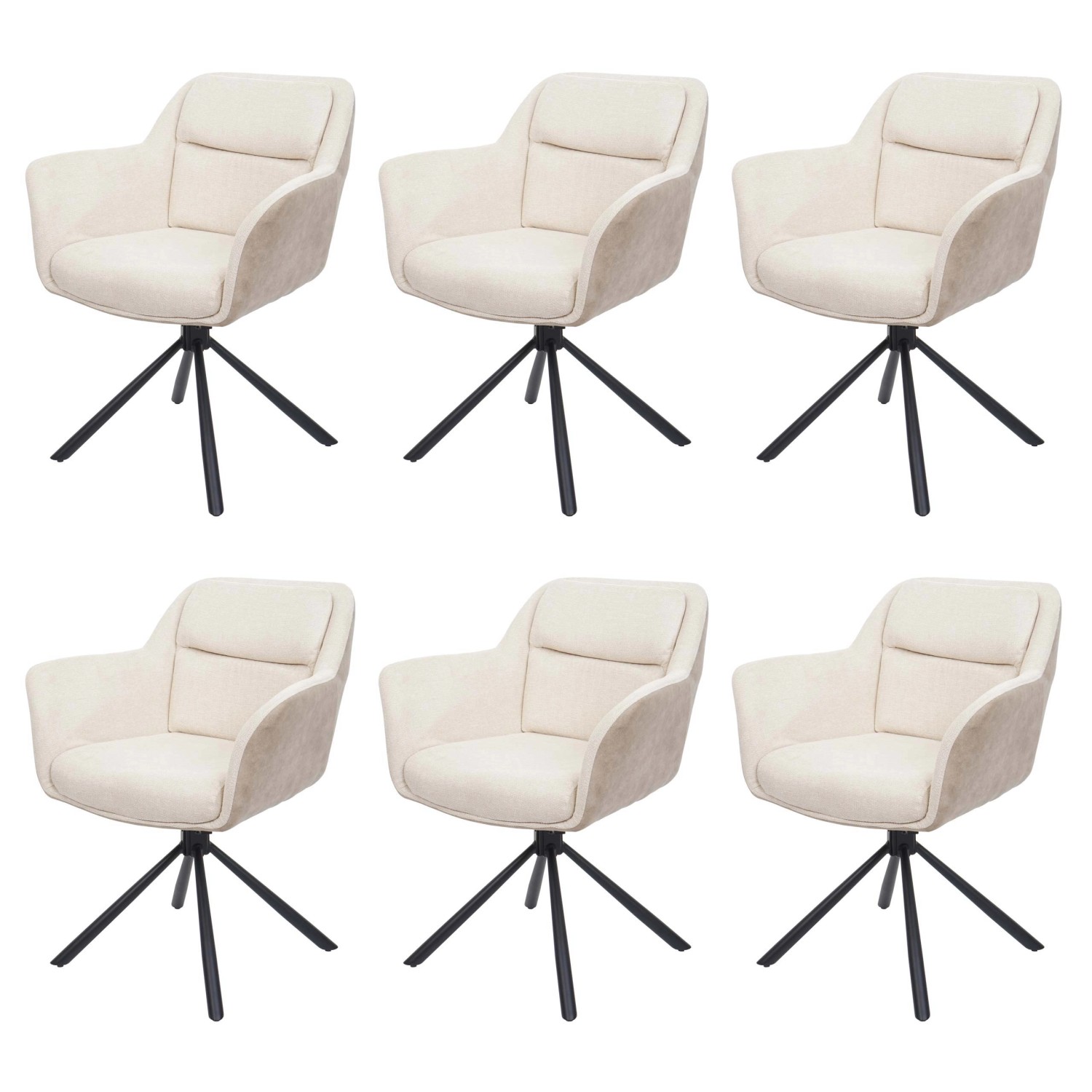 MCW Esszimmerstuhl K33 6er-Set Kunstleder Creme günstig online kaufen