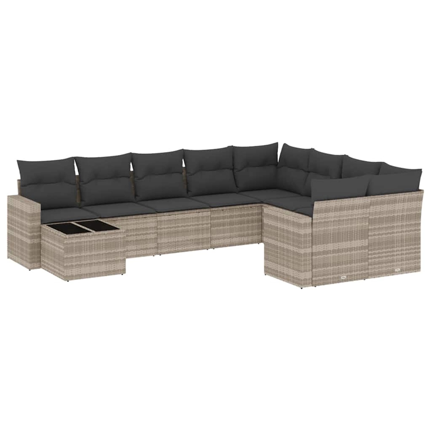 vidaXL 10-Tlg Garten-Sofagarnitur mit Kissen Hellgrau Poly Rattan 3219452 günstig online kaufen