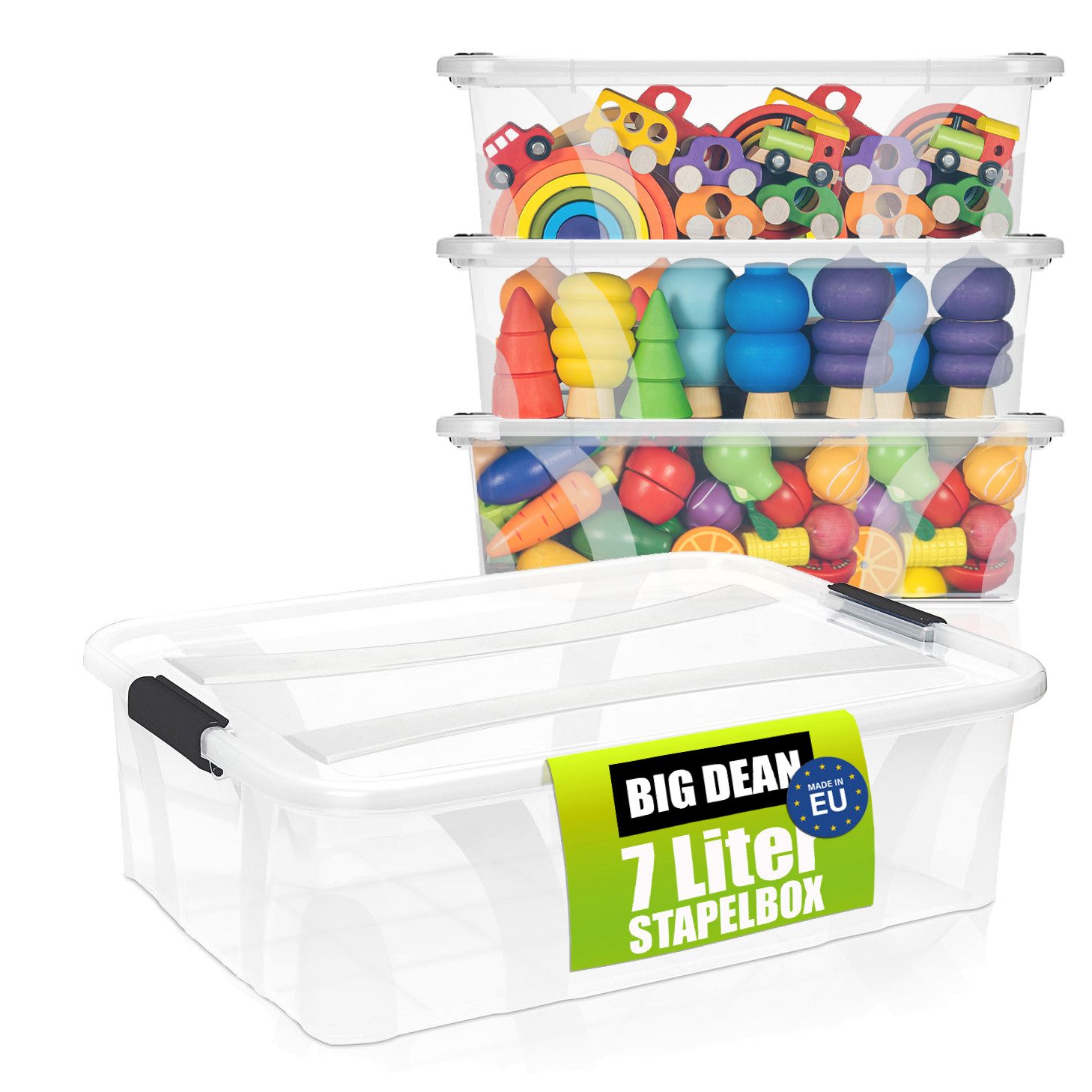 BigDean Aufbewahrungsbox 3 Stück mit Deckel günstig online kaufen