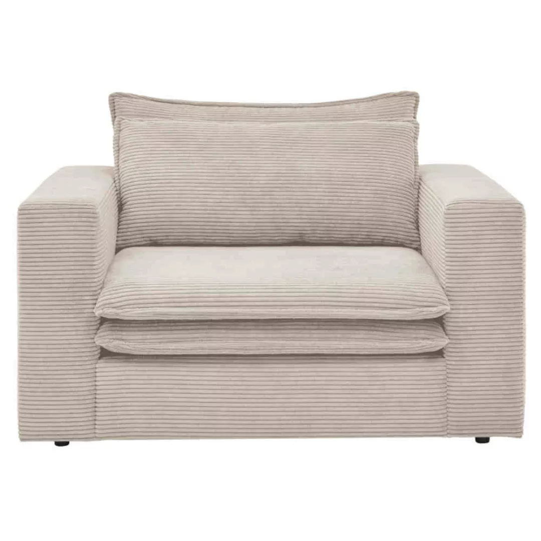 Cord Polstersessel Beige in modernem Design 125 cm breit günstig online kaufen