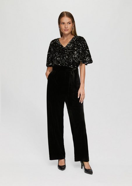 s.Oliver BLACK LABEL Overall Jumpsuit aus Samt mit Pailletten günstig online kaufen