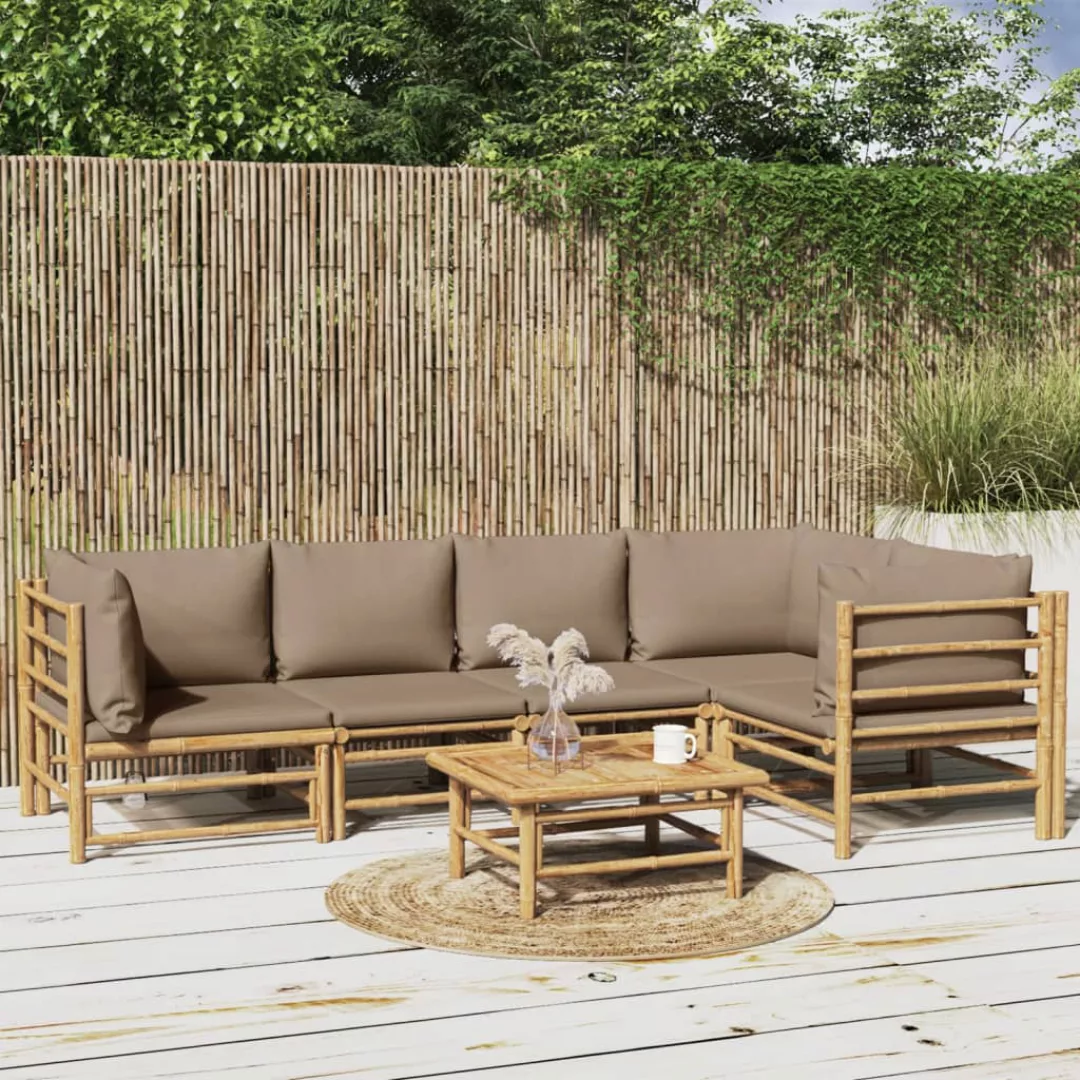 Vidaxl 6-tlg. Garten-lounge-set Mit Kissen Taupe Bambus günstig online kaufen