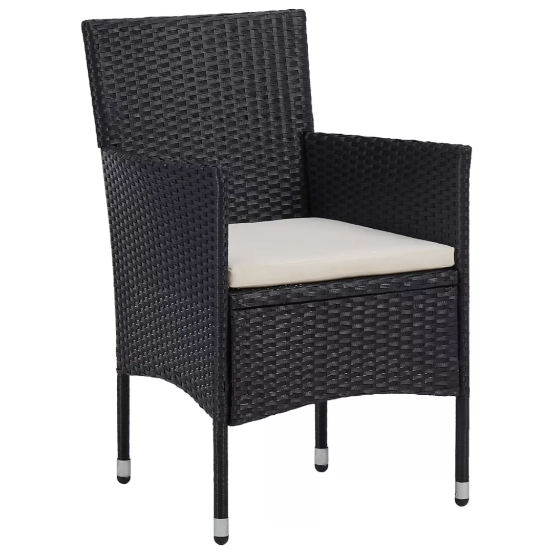 Garten-essstühle 2 Stk. Poly Rattan Schwarz günstig online kaufen