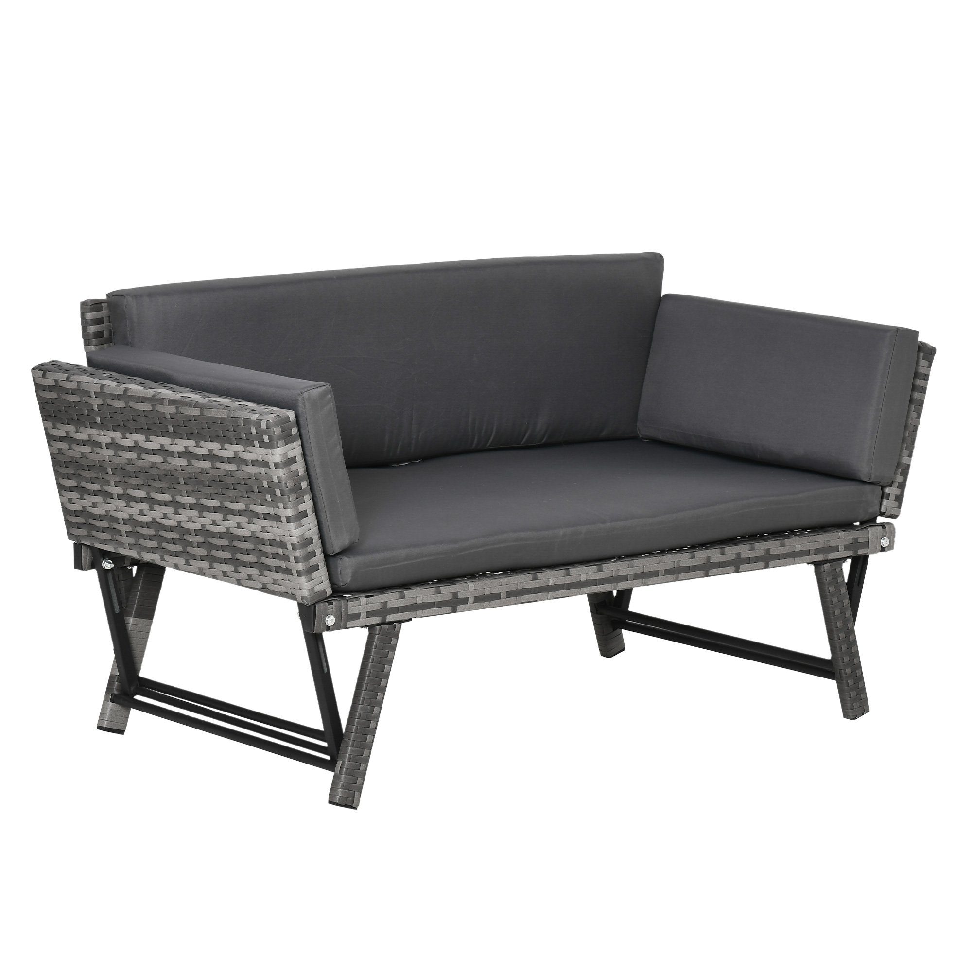 Outsunny Gartensofa 2 Sitzer Loungesofa, Gartenbank, günstig online kaufen