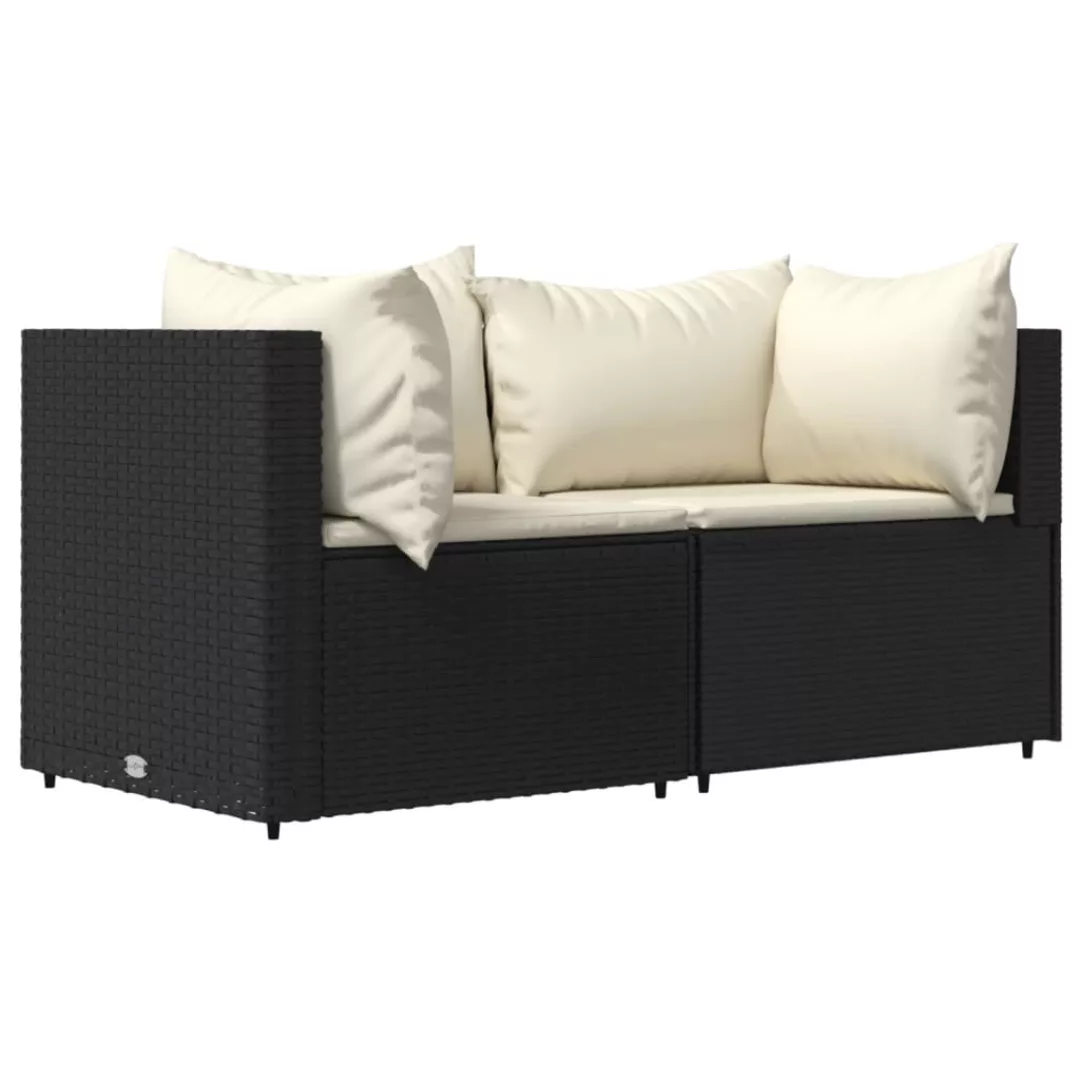 Vidaxl Garten-ecksofas Mit Kissen 2 Stk. Schwarz Poly Rattan günstig online kaufen