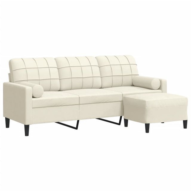 vidaXL Sofa 3-Sitzer-Sofa mit Hocker Creme 180 cm Samt günstig online kaufen