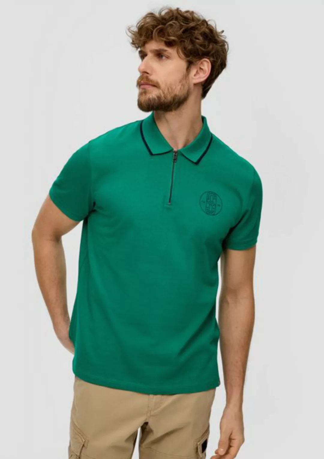 s.Oliver Kurzarmshirt Poloshirt aus Piqué Label-Patch günstig online kaufen
