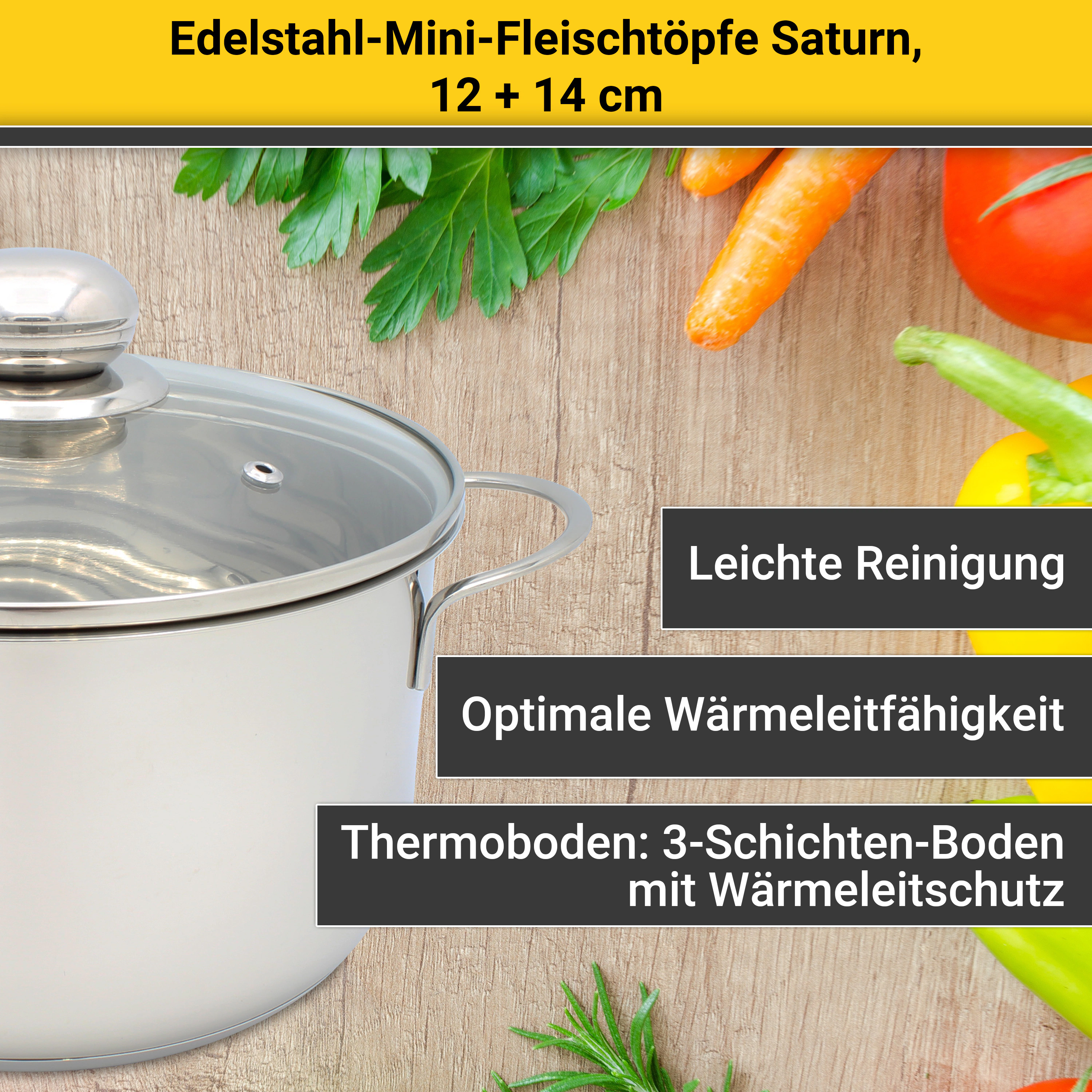 Krüger Topf-Set »Saturn«, Edelstahl, (Set, 2 tlg., 1x Fleischtopf Ø 12 cm, günstig online kaufen