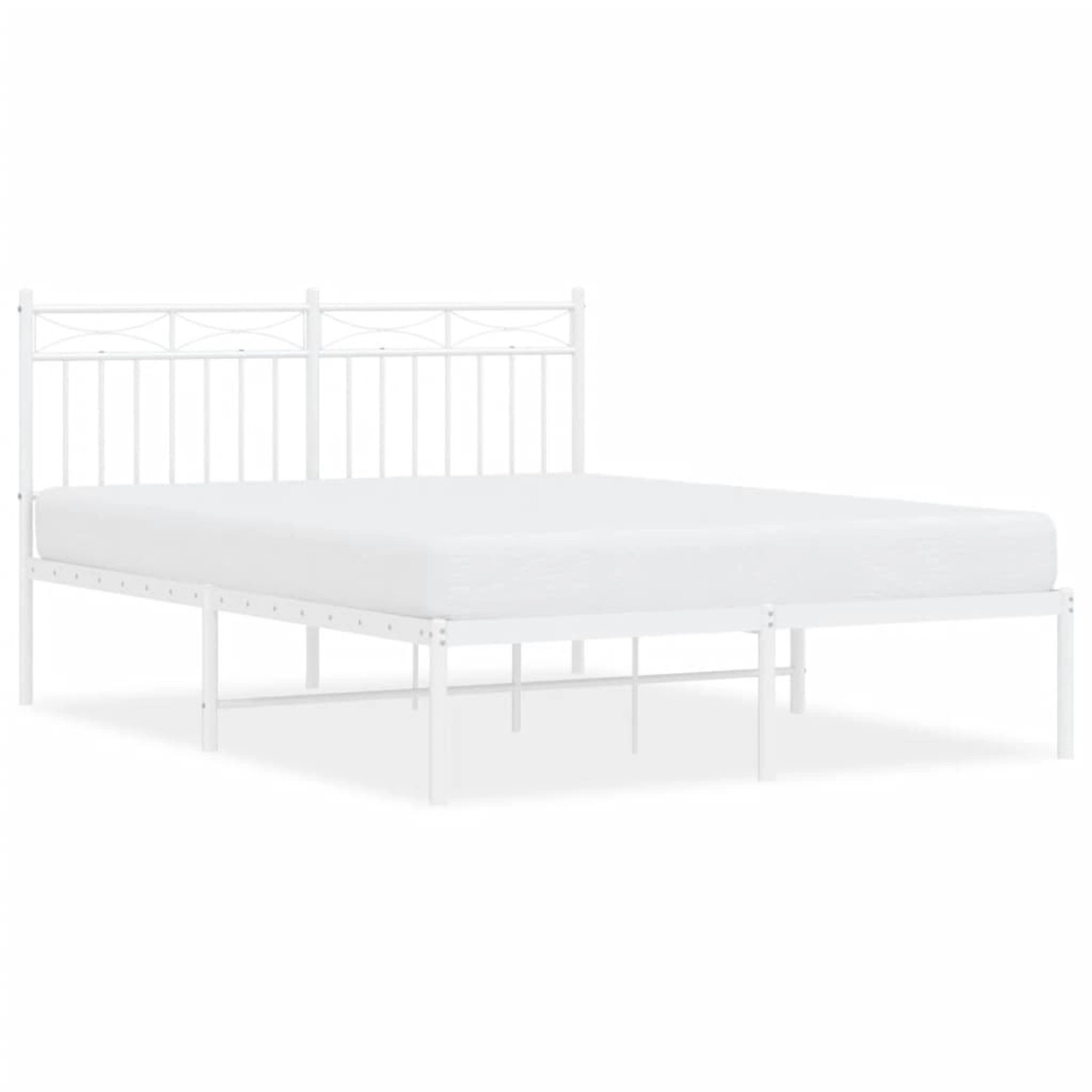 vidaXL Bettgestell Bettrahmen mit Kopfteil Metall Weiß 140x200 cm Bett Bett günstig online kaufen