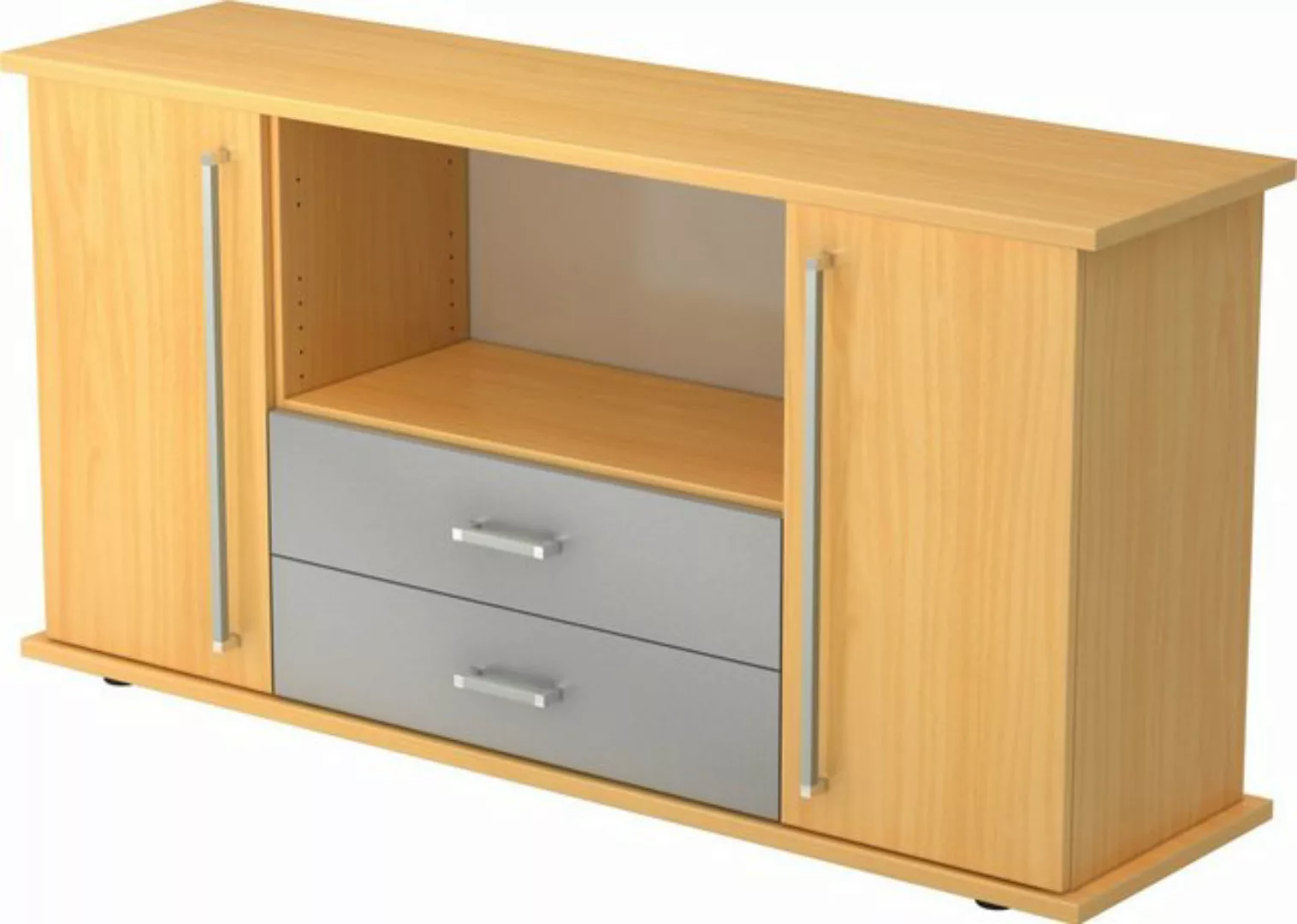 Aktenschrank Sideboard SB 2OH 2 Schübe BxTxH 166,1x44,8x84cm Griff CE Buche günstig online kaufen